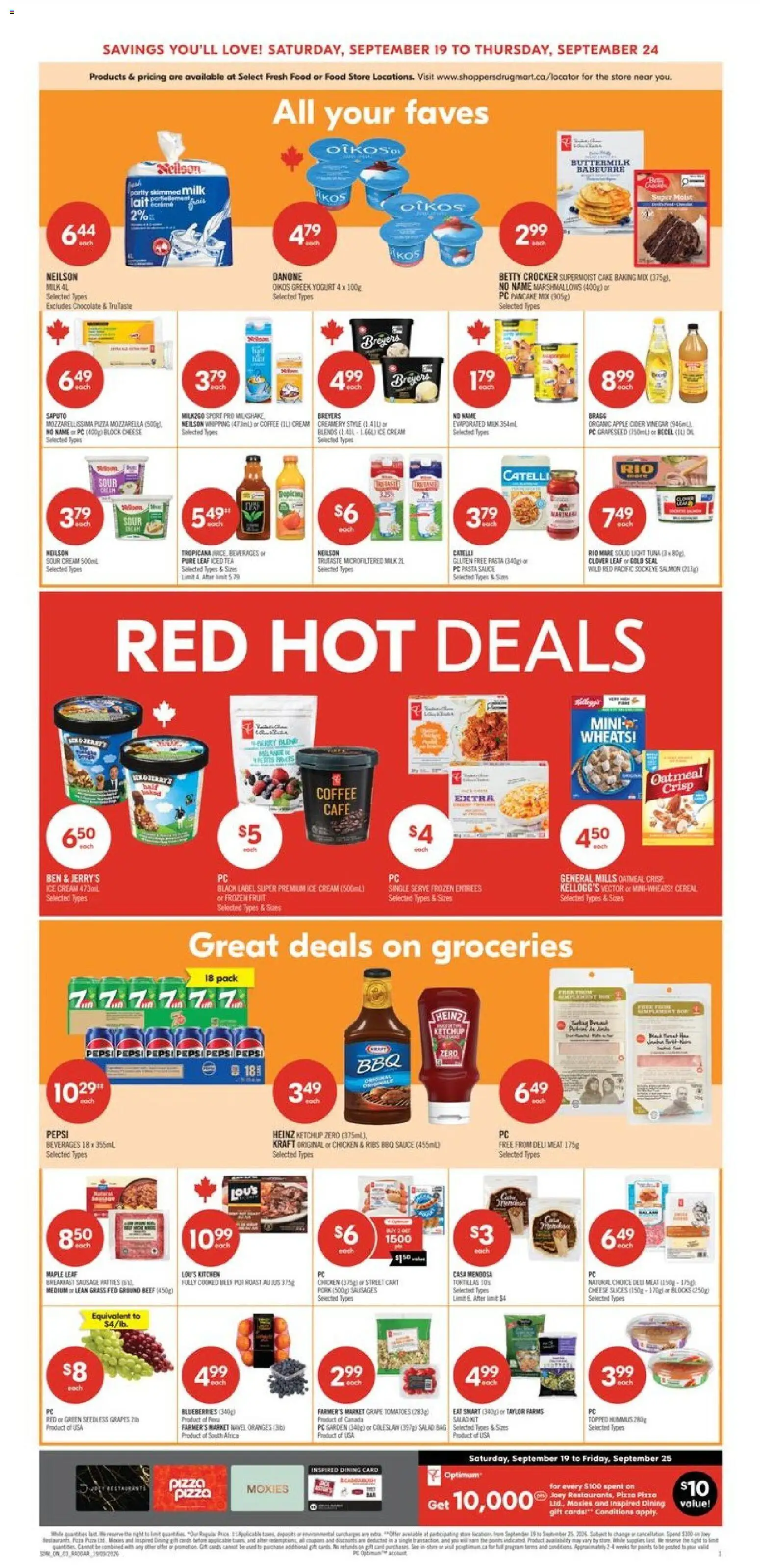 Shoppers flyer valid from Sep 19, 2026 | Page: 5 | Products: Pasta, Salad, Greek yogurt, Grapes