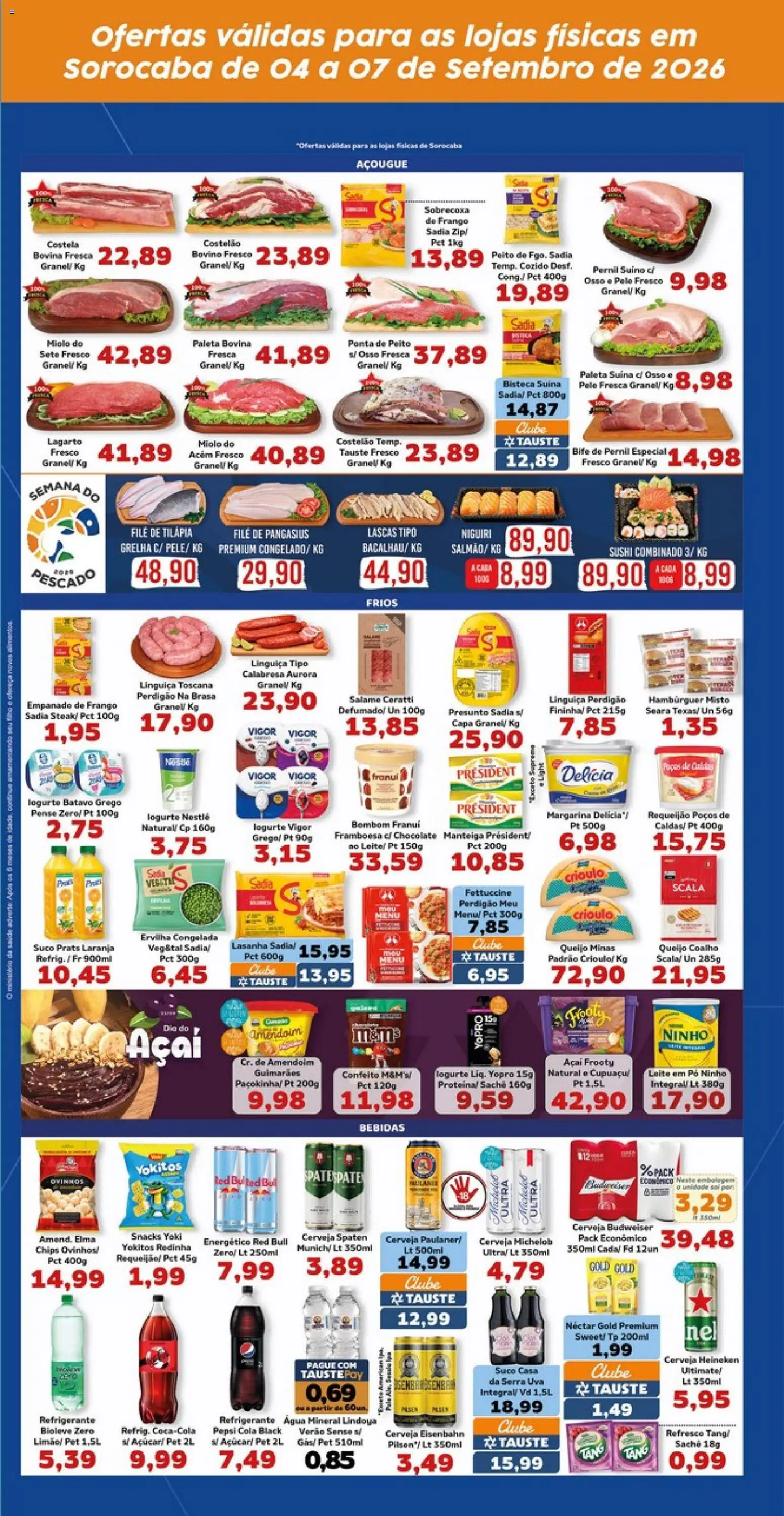 Tauste Folheto - válido de 04/09/2026 | Página: 4 | Produtos: Sobrecoxa de frango, Pó, Patê, Hambúrguer