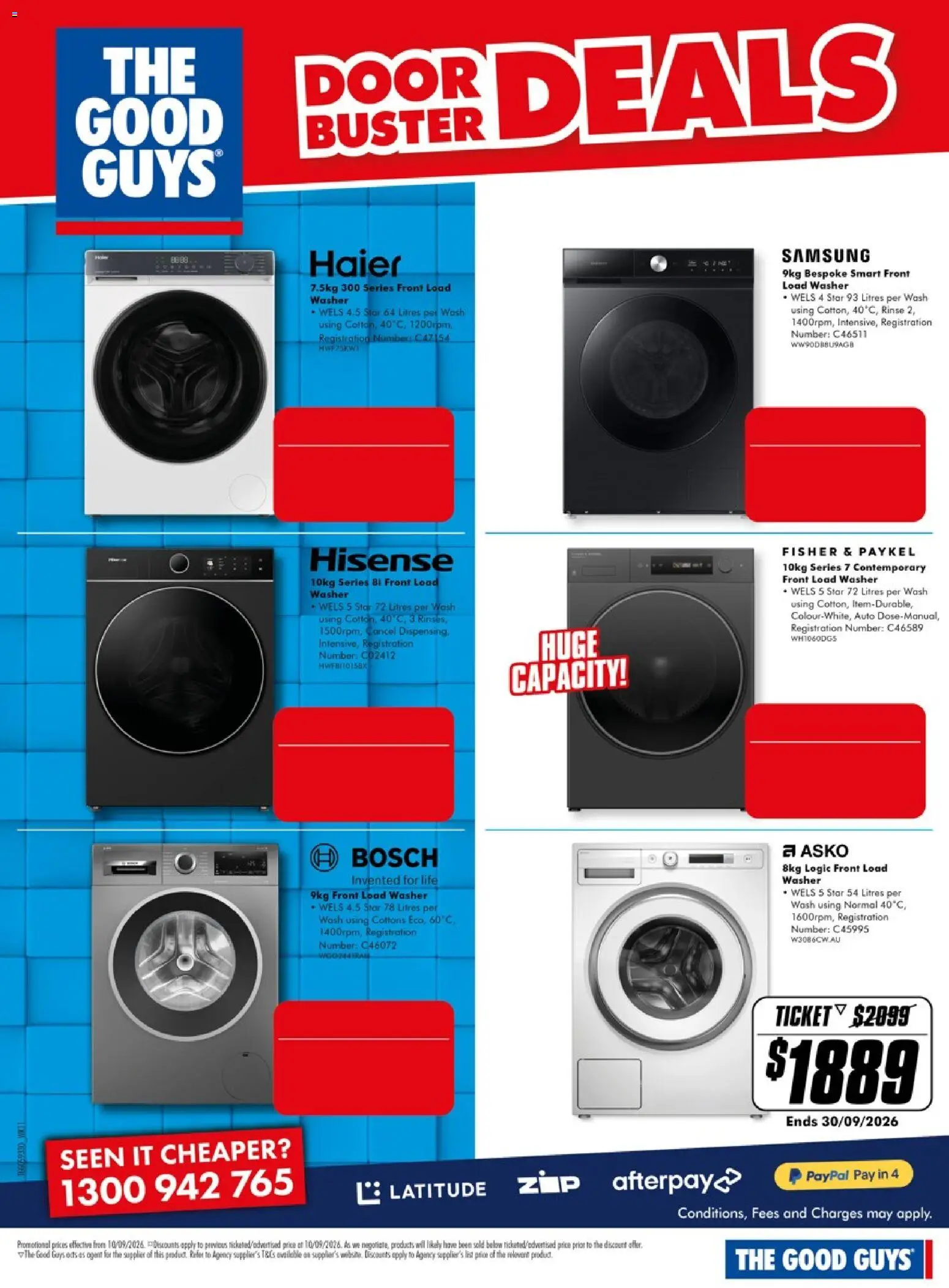 The Good Guys catalogue - valid from 10/09/2026 | Page: 11 | Products: Door, Washer