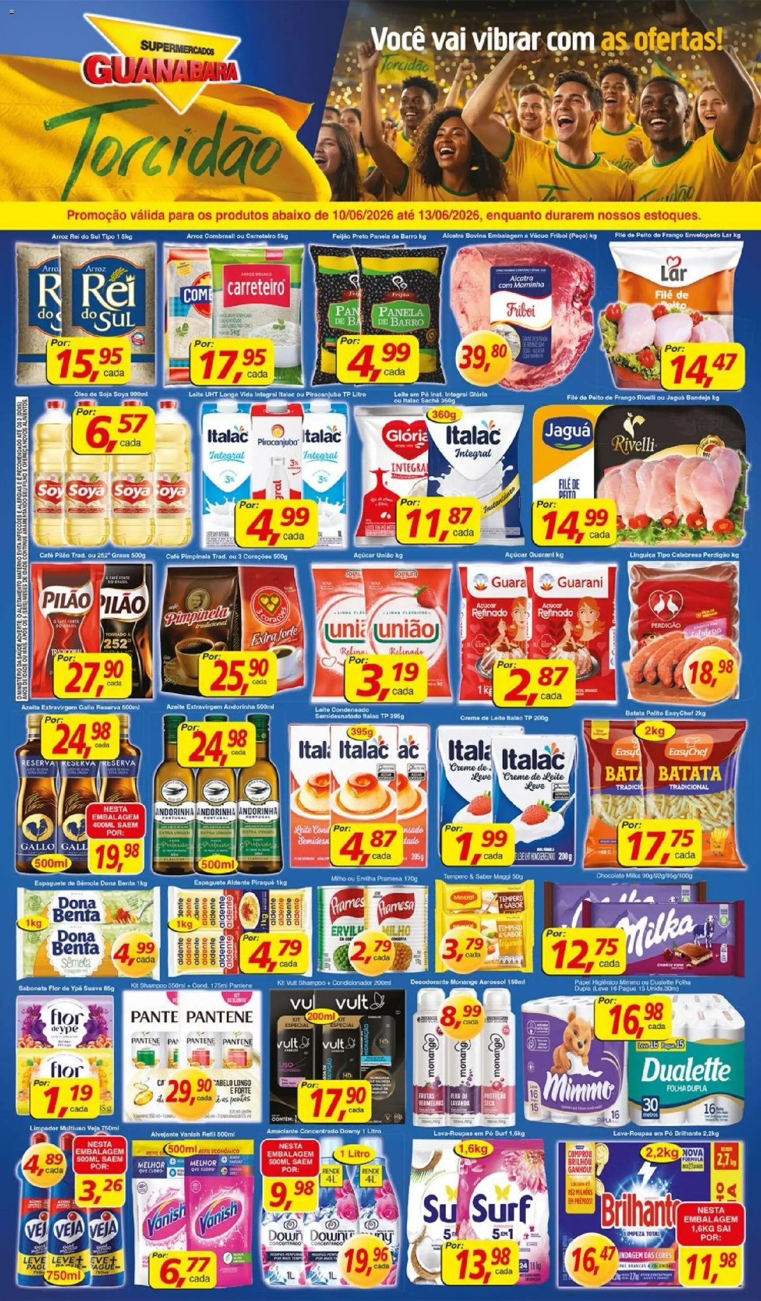 Supermercados Guanabara Folheto - válido de 10.06.2026 | Página: 1 | Produtos: Linguiça, Arroz, Creme, Batata