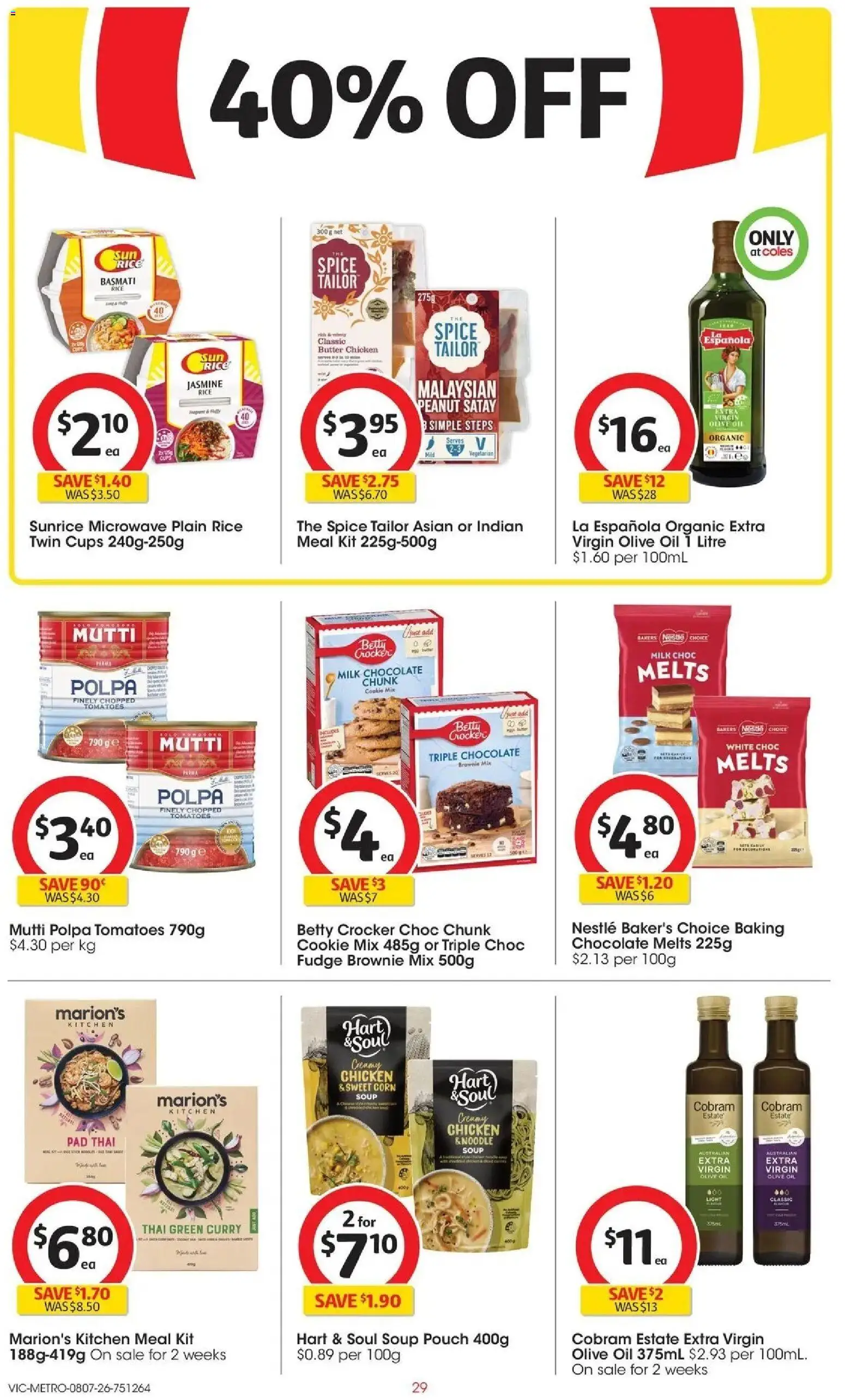 Coles catalogue - valid from 07/07/2026 | Page: 29 | Products: Tomatoes, Olive oil, Soup, Microwave