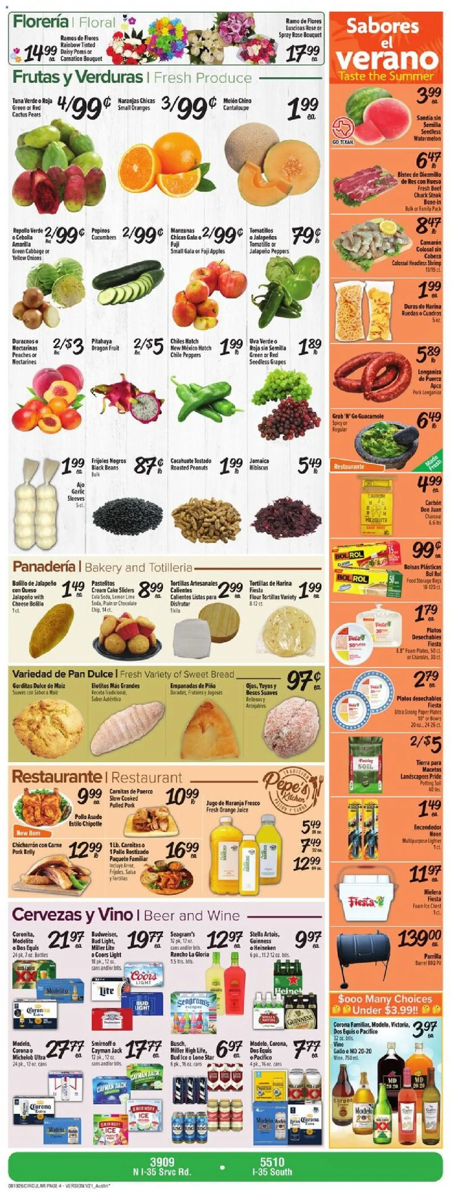 Fiesta Mart Weekly Ad - valid from 08/19/2026 | Page: 4 | Products: Chocolate, Paper plates, Pears, Foam
