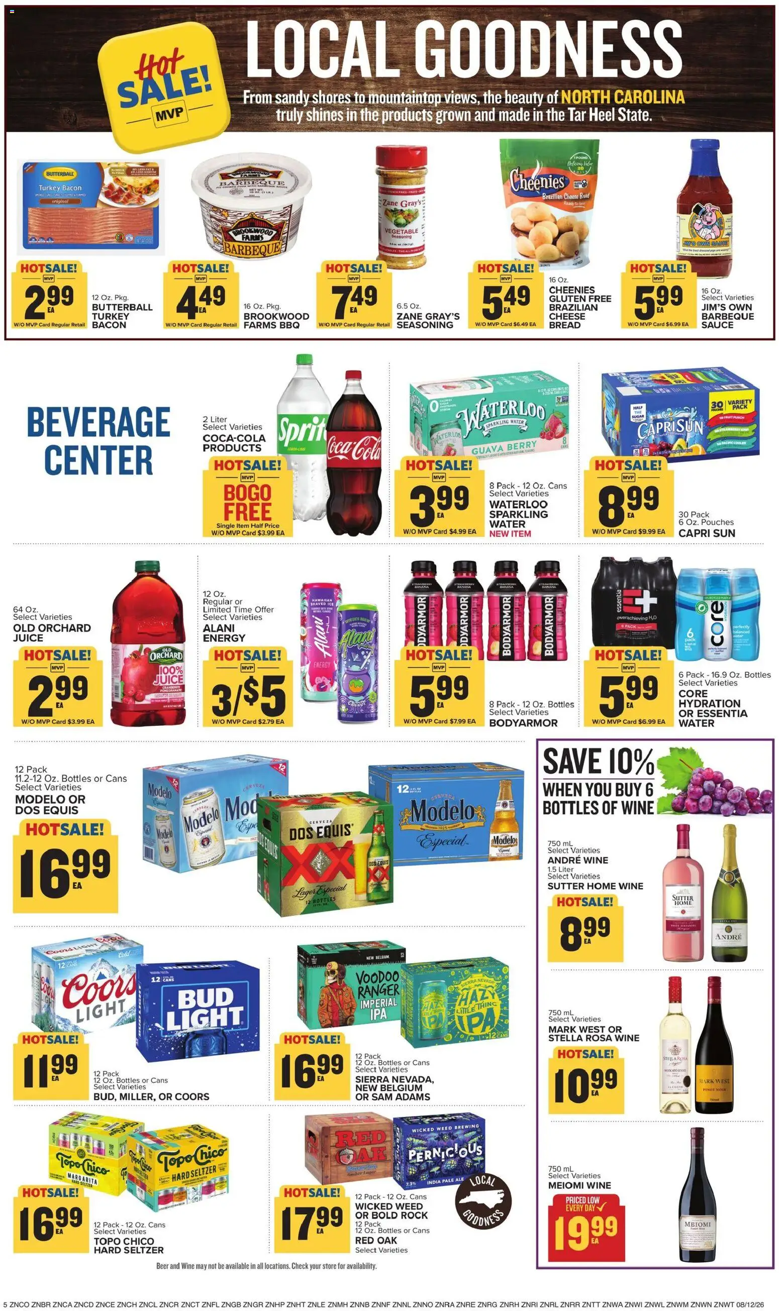 Food Lion Weekly Ad - valid from 08/12/2026 | Page: 8 | Products: Turkey, Cheese, Bacon, Fruit