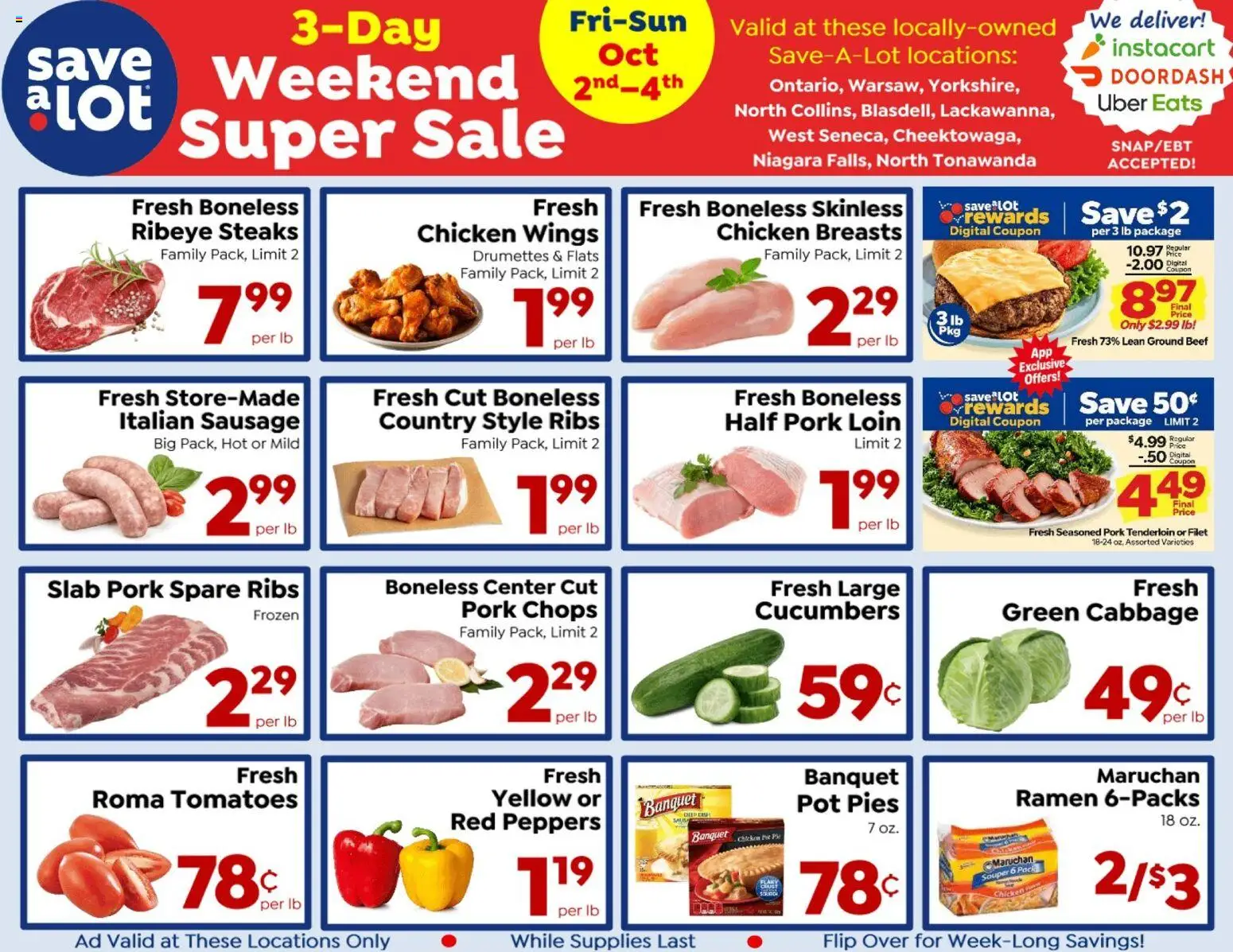 Save a Lot Special Promotion - valid from 10/02/2026 | Page: 1 | Products: Chicken, Chicken wings, Tomatoes, Sausage