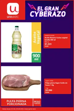 Unimarc Cyber Day válido desde el 31.05.2026 | Página: 3 | Productos: Cocina, Peso, Botella, Cerdo