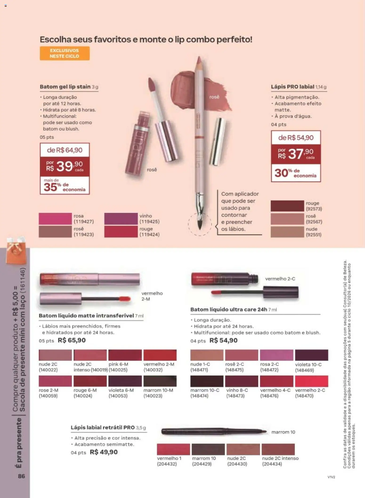 Natura Folheto - válido de 22/06/2026 | Página: 86 | Produtos: Batom, Multifuncional, Lápis, Vinho