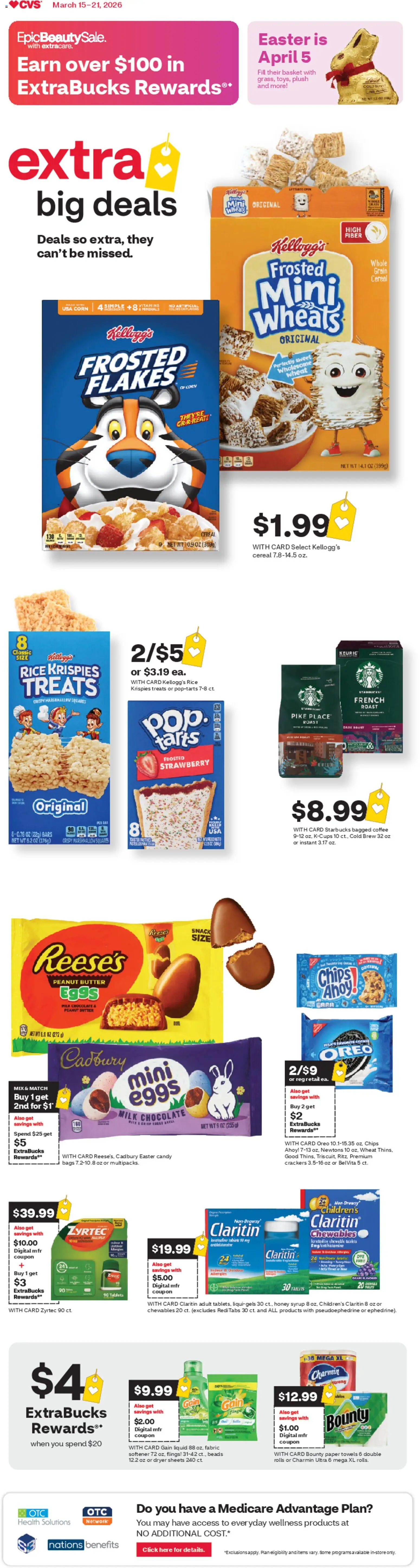 CVS Pharmacy Weekly Ad - WA - valid from 15.03.2026 | Page: 1 | Products: Milk, Chocolate, Rice, Dryer