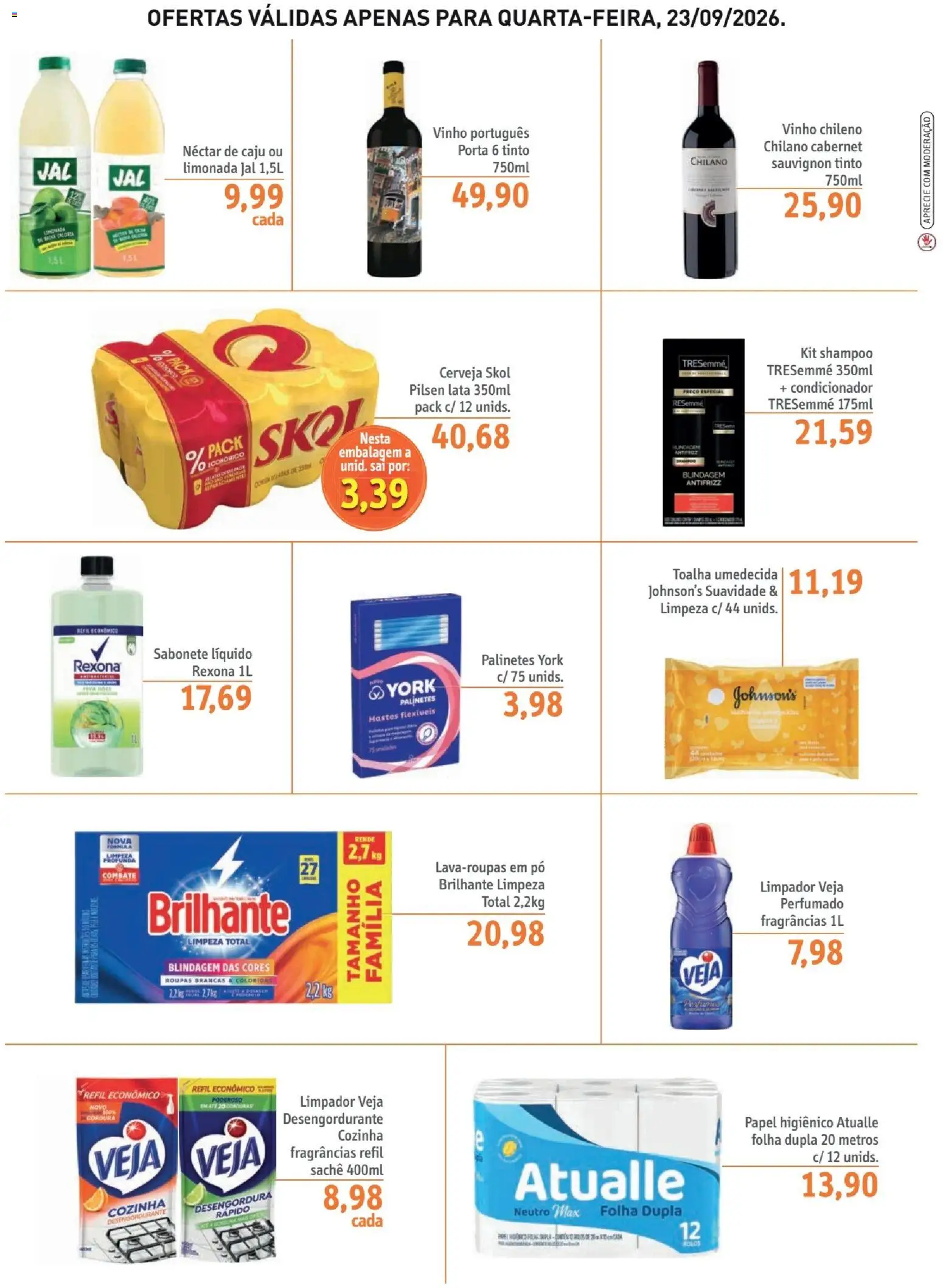 Sonda Folheto - válido de 23/09/2026 | Página: 3 | Produtos: Caju, Vinho, Rexona, Toalha umedecida