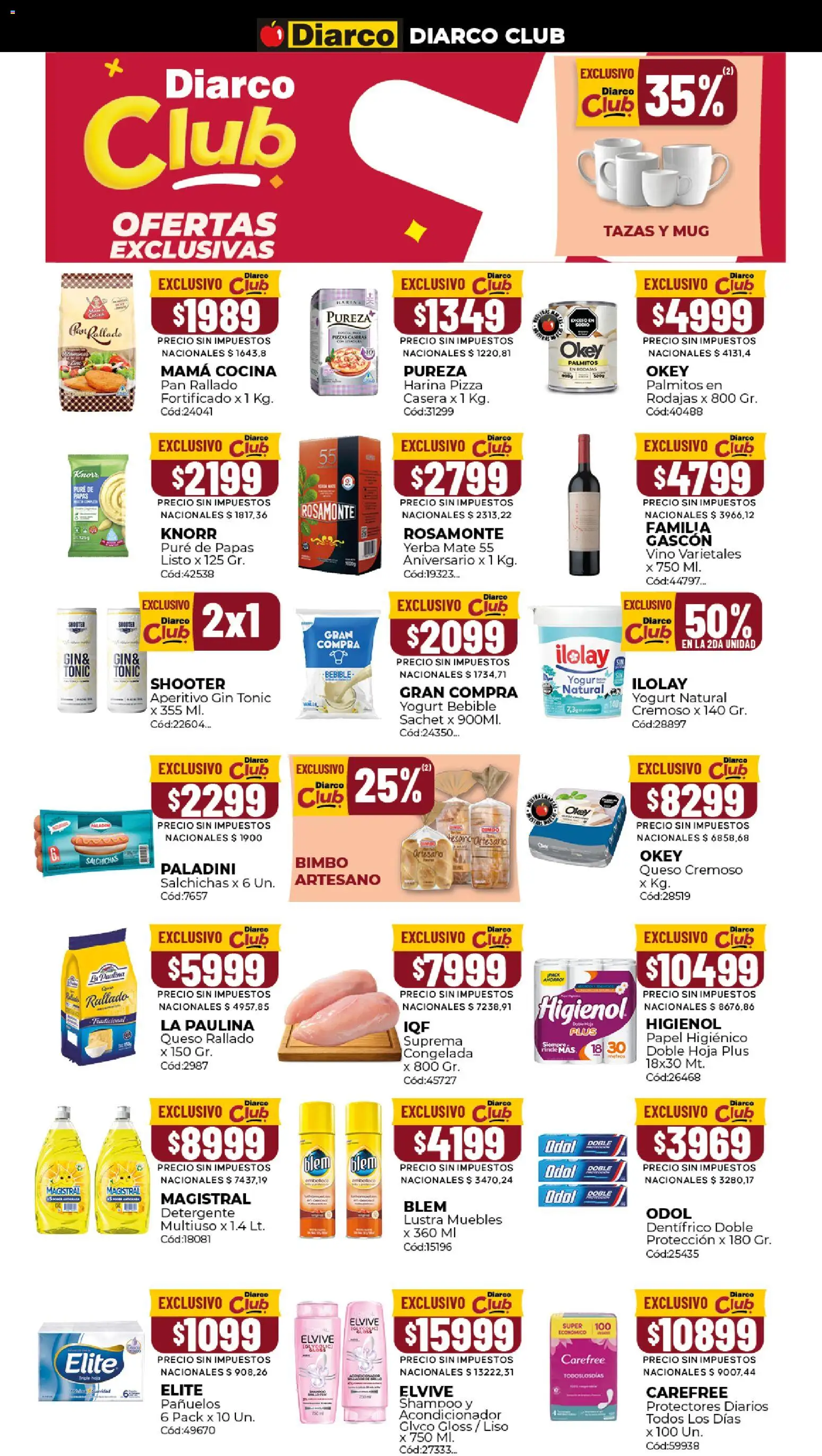Diarco - Ofertas Interior │ válido desde el 03/08/2026 | Página: 9 | Productos: Palmitos, Vino, Puré, Pan rallado