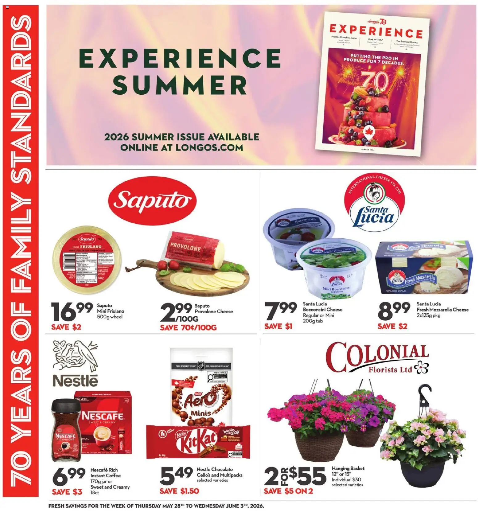 Longo's flyer valid from 28.05.2026 | Page: 8 | Products: Basket, Cheese, Coffee, Chocolate