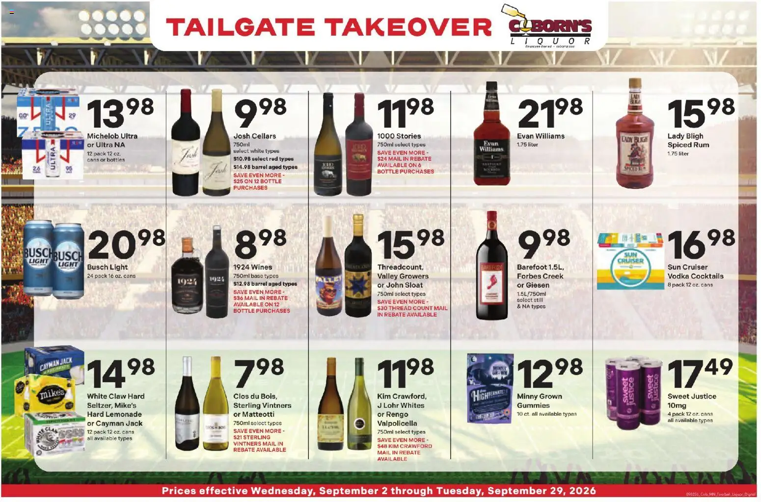 Coborn's Liquor Ad - valid from 09/16/2026 | Page: 3 | Products: Vodka, Lemonade, Cocktails, Rum