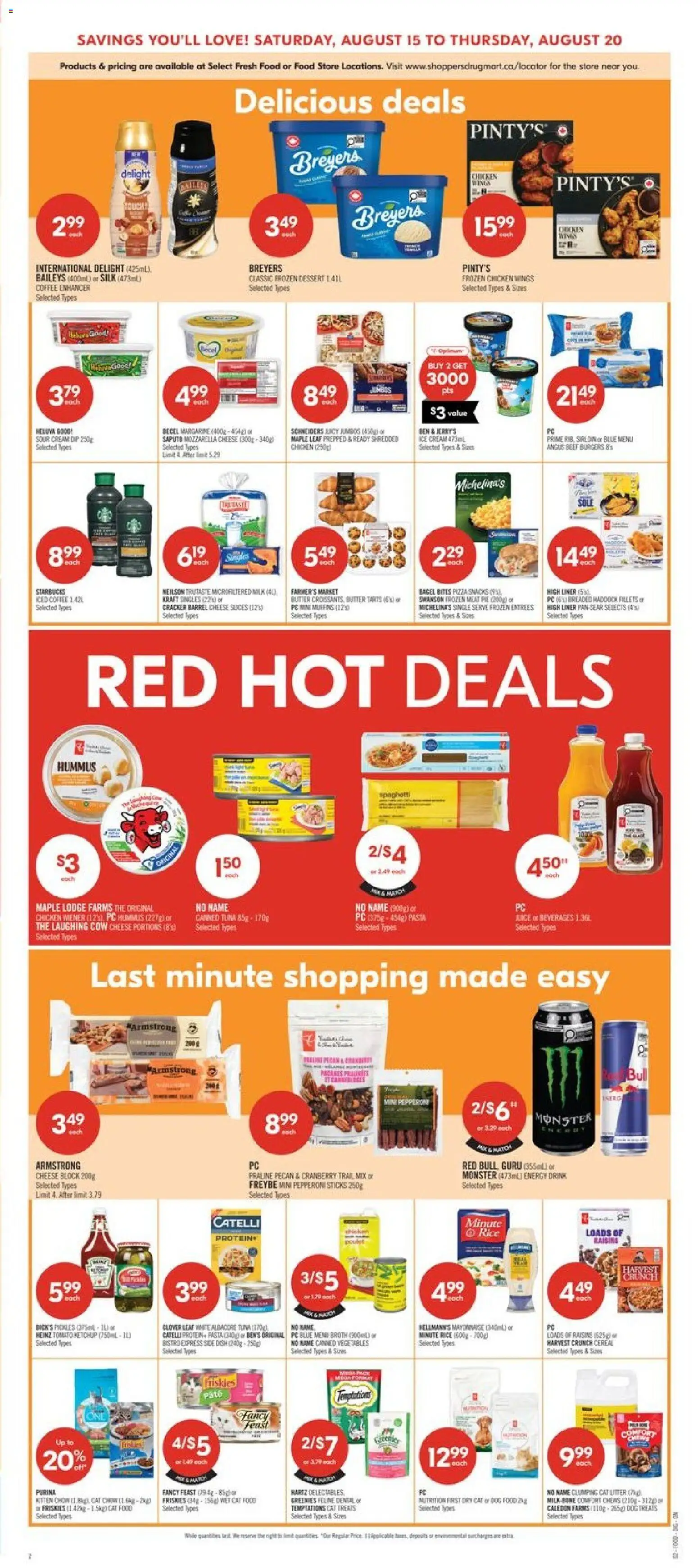 Shoppers flyer valid from Aug 14, 2026 | Page: 5 | Products: PC, Dog food, Snacks, Ice