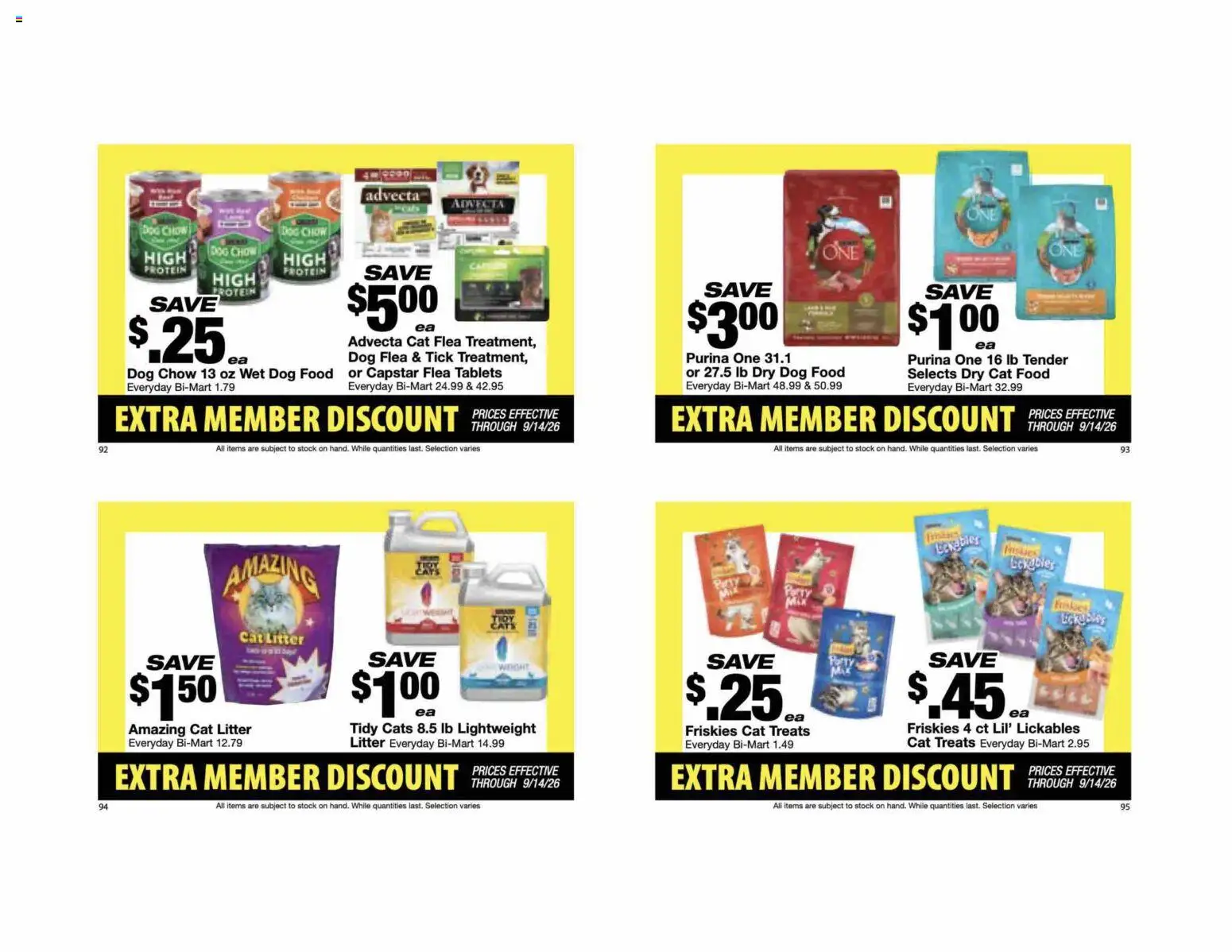 Bi-Mart Extra Member Discount Book - valid from 08/24/2026 | Page: 25 | Products: Dog Food, Cat Food, Cat Litter, Protein
