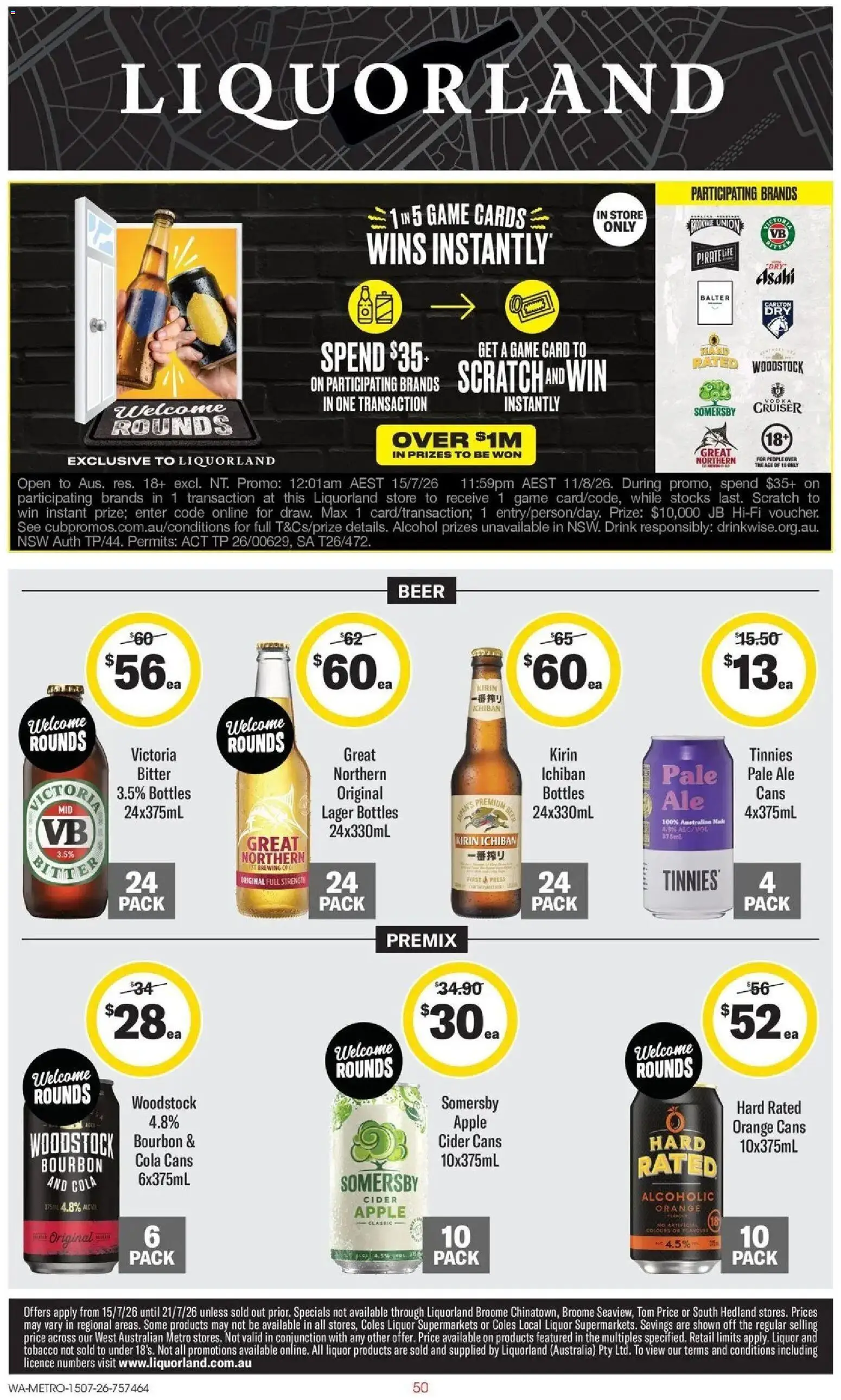 Coles catalogue - valid from 15/07/2026 | Page: 50 | Products: Beer, Bourbon, Cider, Press