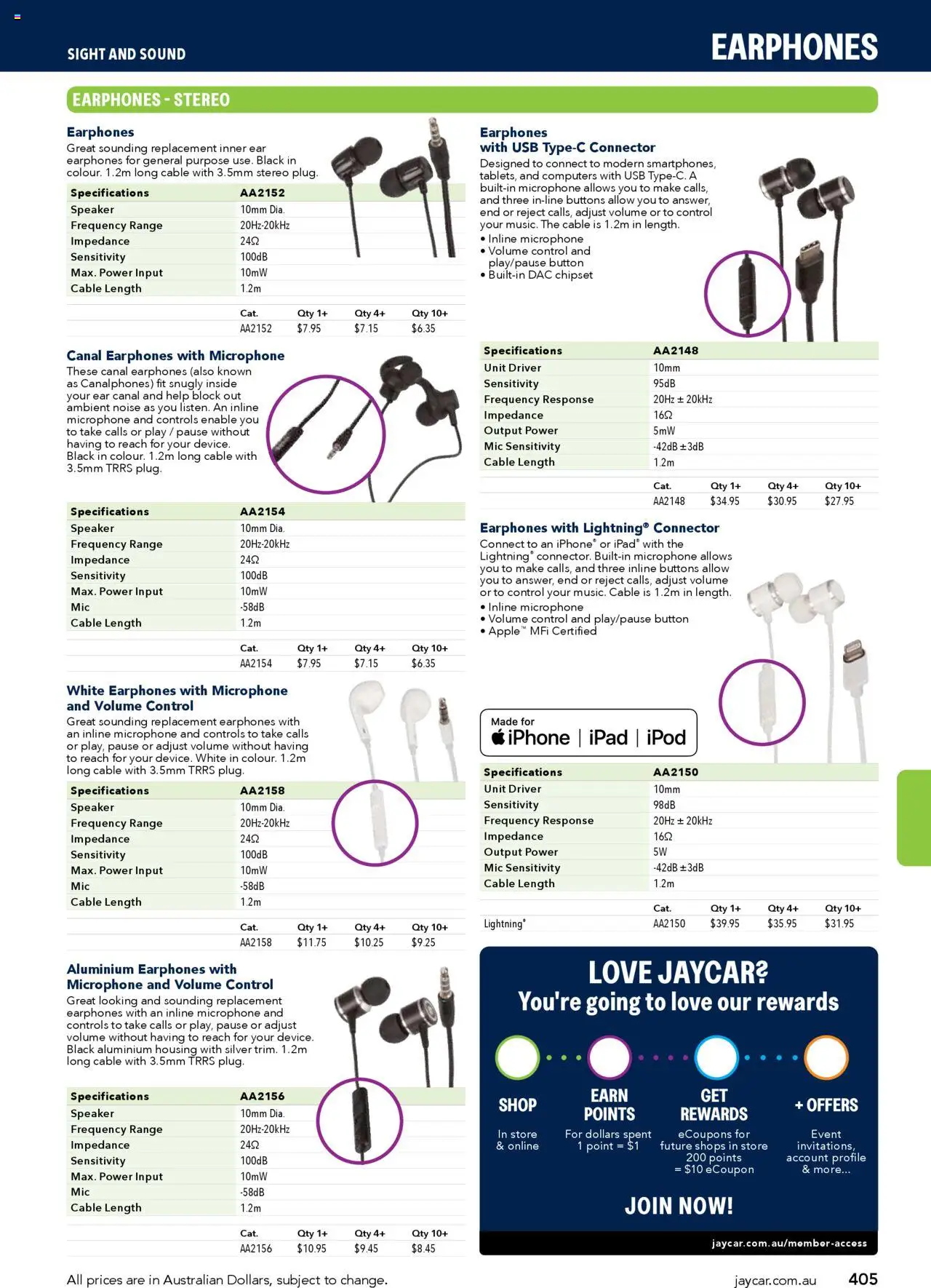 Jaycar catalogue - valid from 09.07.2025 | Page: 405 | Products: Earphones, Connector, Speaker, Usb