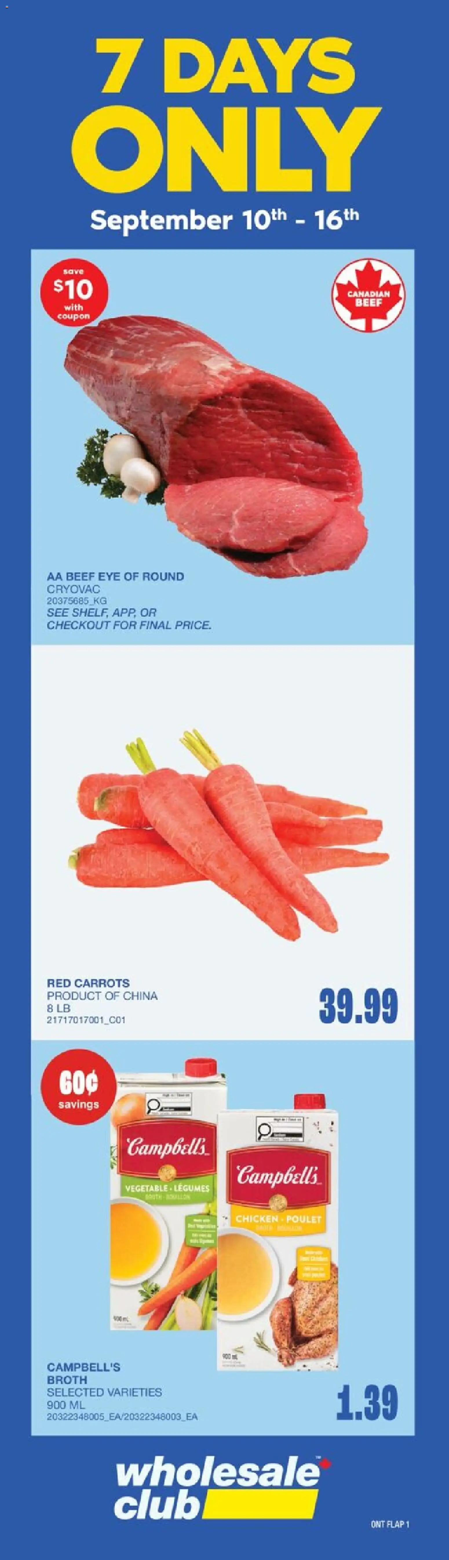 Wholesale Club flyer valid from Sep 10, 2026 | Page: 3 | Products: Beef, Broth, Carrots