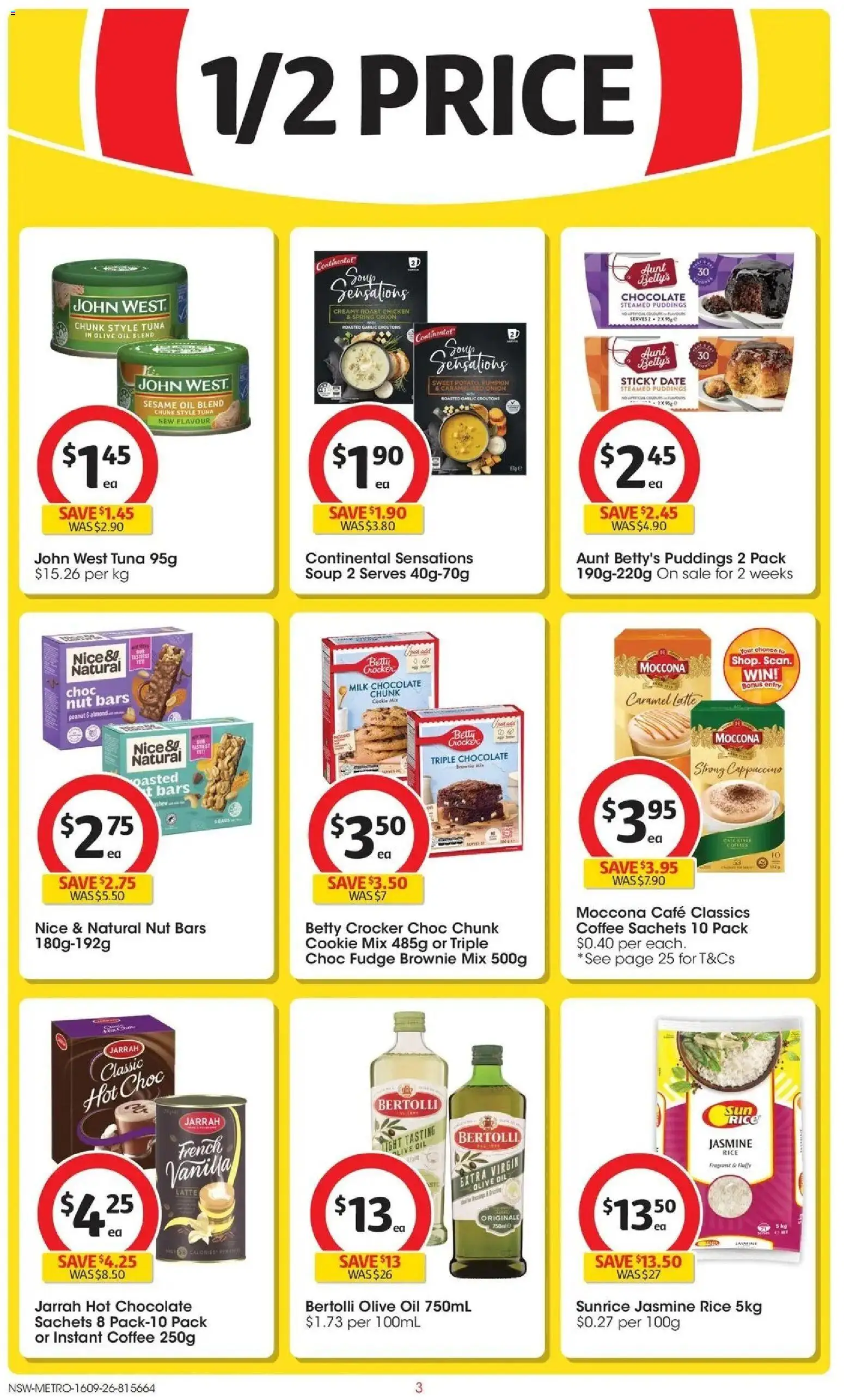 Coles catalogue - valid from 16/09/2026 | Page: 3 | Products: Jasmine rice, Sesame, Olive oil, Pudding