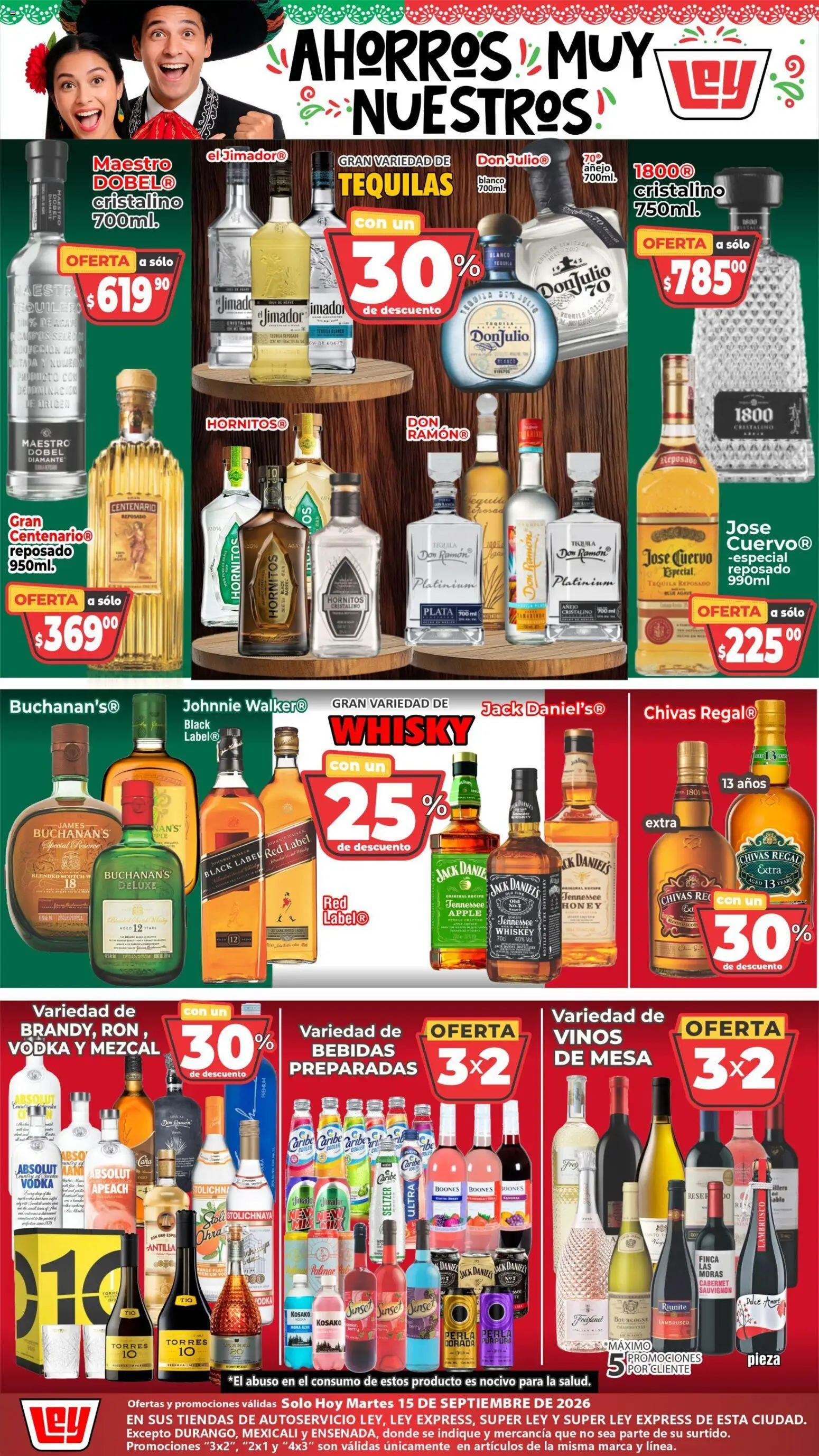 Nuevas ofertas de Casa Ley válidas en toda la República Mexicana desde el 15/09/2026. ¡Encuentra las mejores ofertas en Casa Ley folleto Ahorros muy nuestros! | Página: 1 | Productos: Ron, Agave, Mesa, Lambrusco