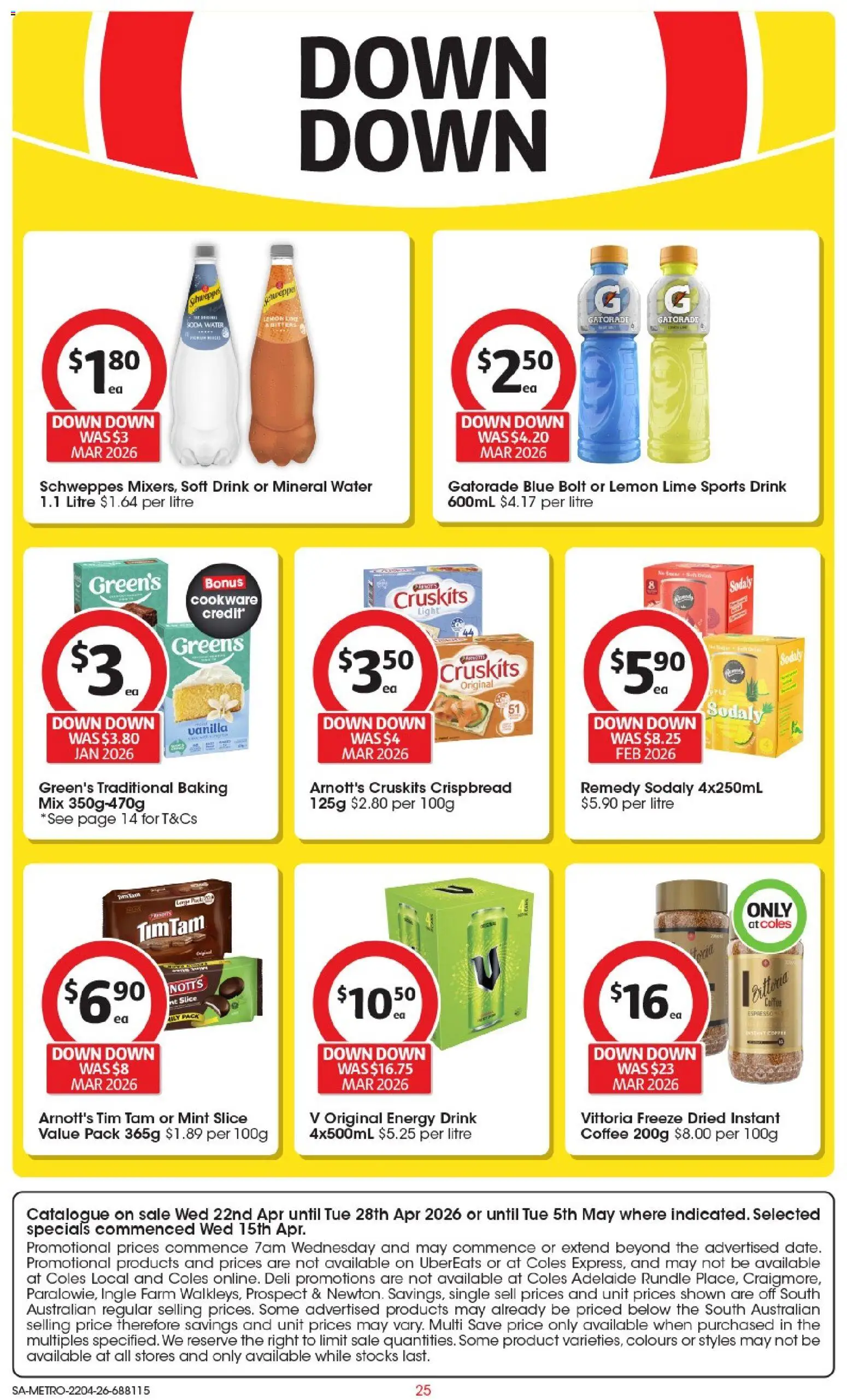 Coles catalogue - valid from 22.04.2026 | Page: 25 | Products: Energy drink, Coffee, Water, Lime