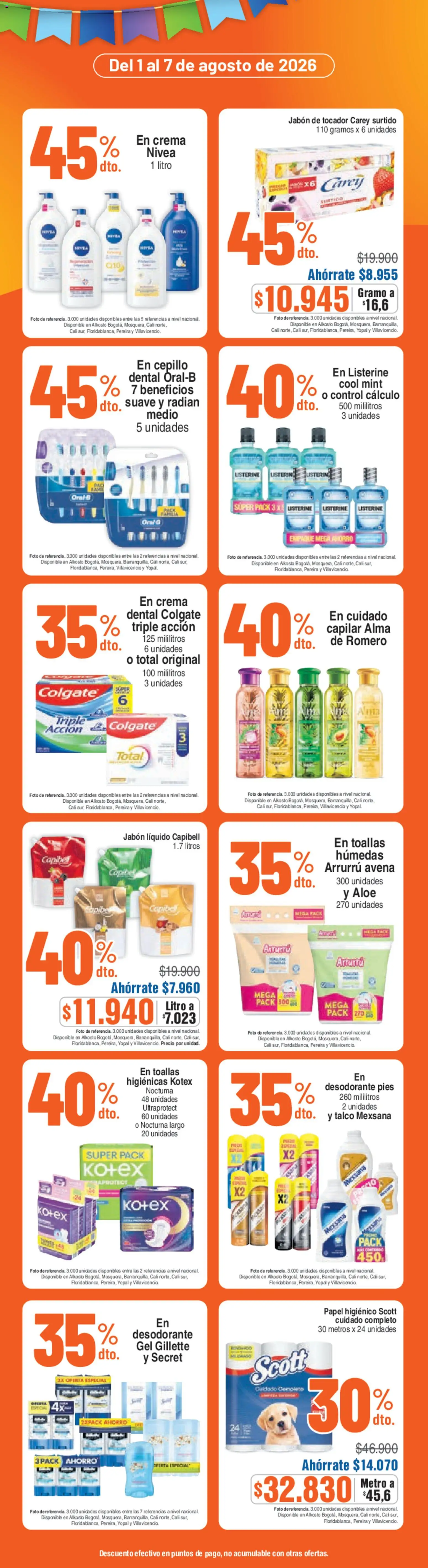 Alkosto revista - valida desde el 01/08/2026 | Página: 5 | Productos: Crema, Cepillo, Desodorante, Papel higiénico