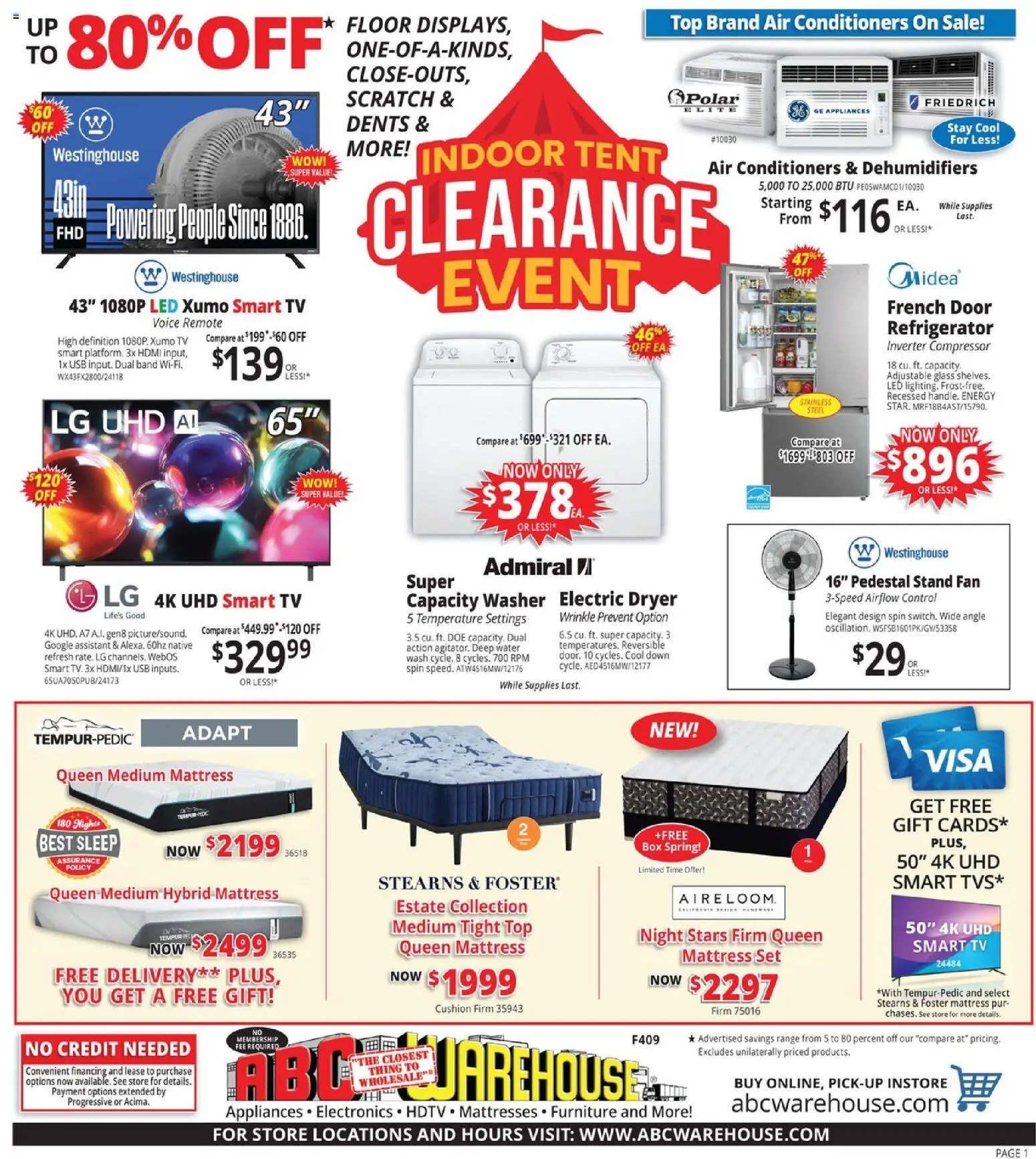 ABC Warehouse Weekly Ad - valid from 07.06.2026 | Page: 1 | Products: Compressor, Tent, Washer, Usb