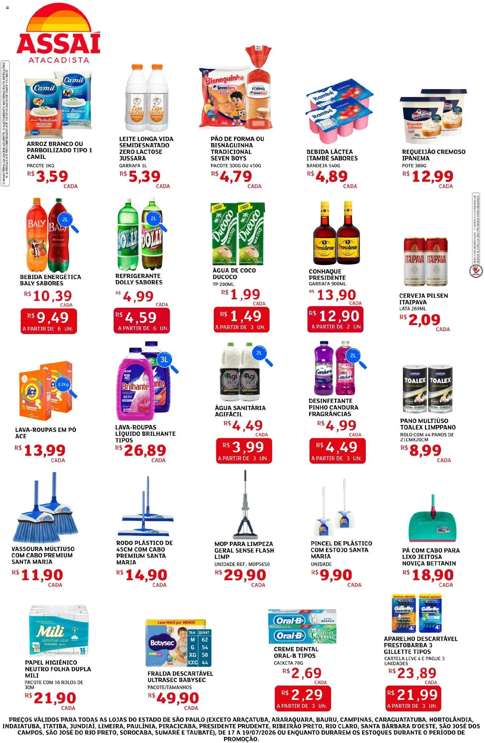 Assaí Atacadista Folheto - válido de 17/07/2026 | Página: 2 | Produtos: Água de coco, Arroz, Bebida, Creme dental