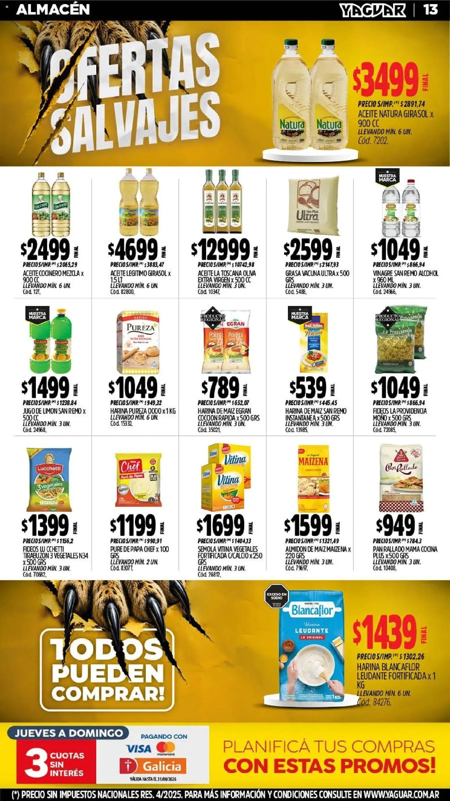 Yaguar - Oferta Semanal Córdoba │ válido desde el 10/08/2026 | Página: 14 | Productos: Maiz, Polenta, Limón, Fideos