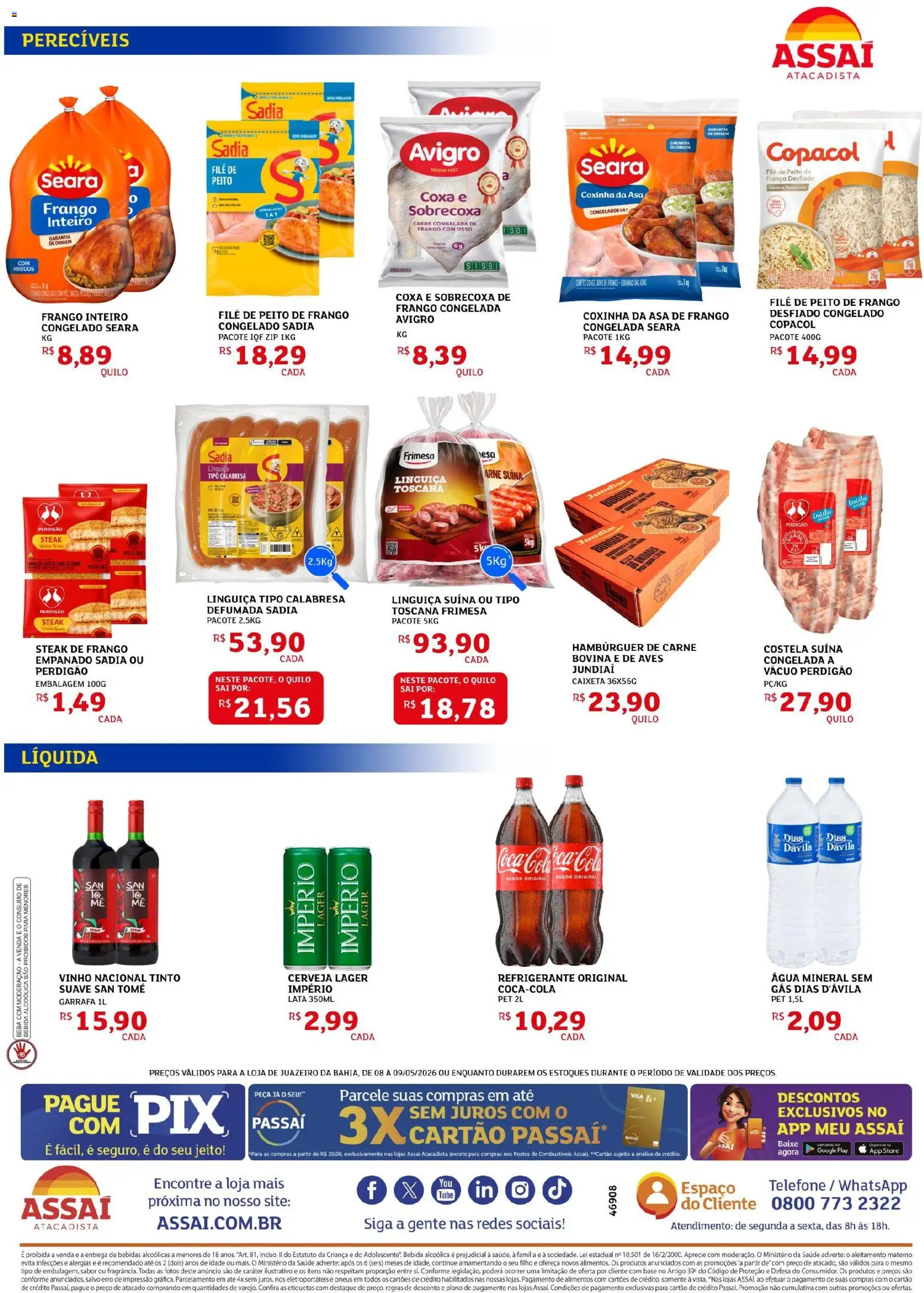 Assaí Atacadista Folheto - válido de 08.05.2026 | Página: 2 | Produtos: Carne, Bebida, Telefone, Frango