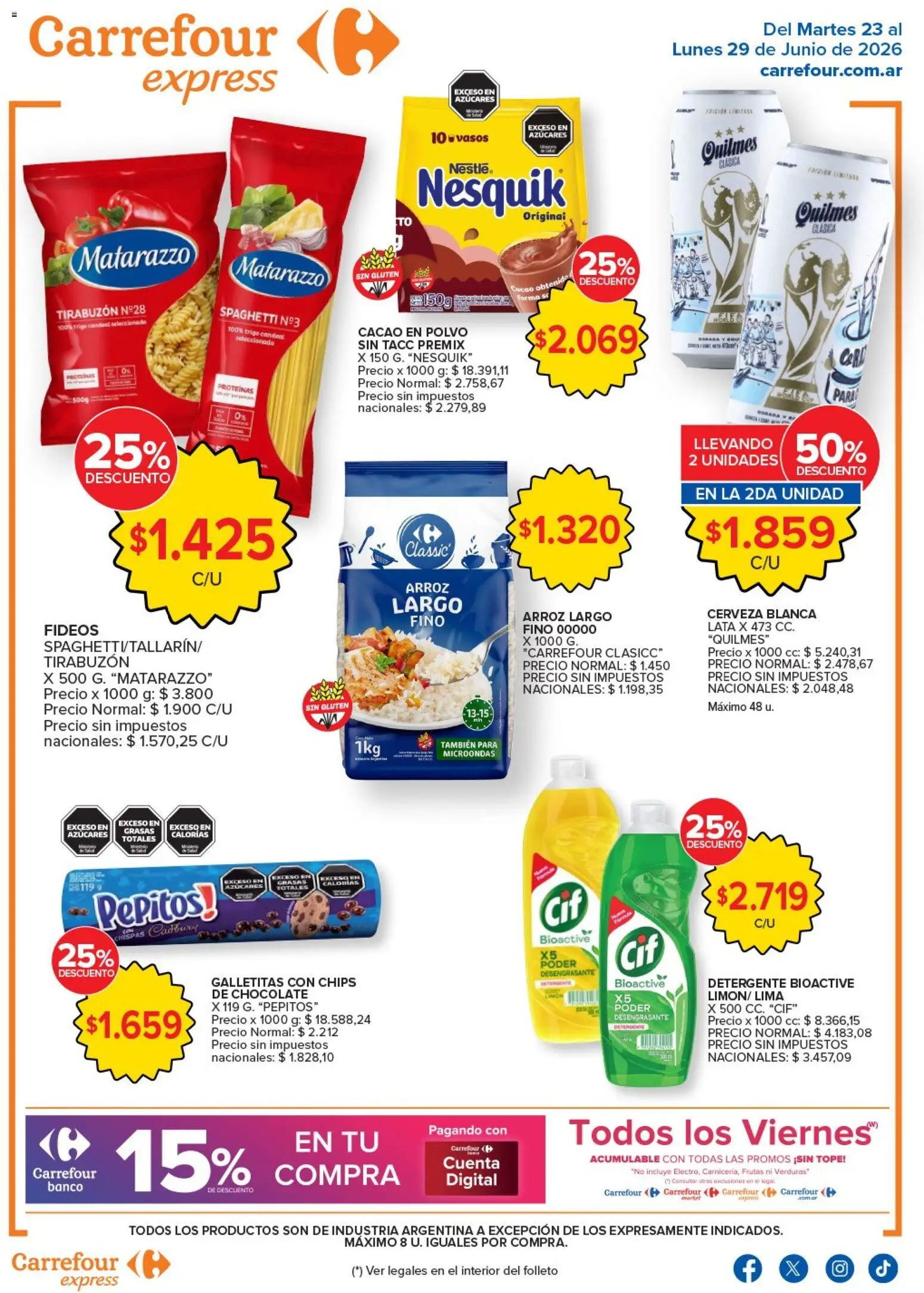Carrefour - Carrefour Express │ válido desde el 23/06/2026 | Página: 1 | Productos: Lima, Microondas, Arroz, Fideos