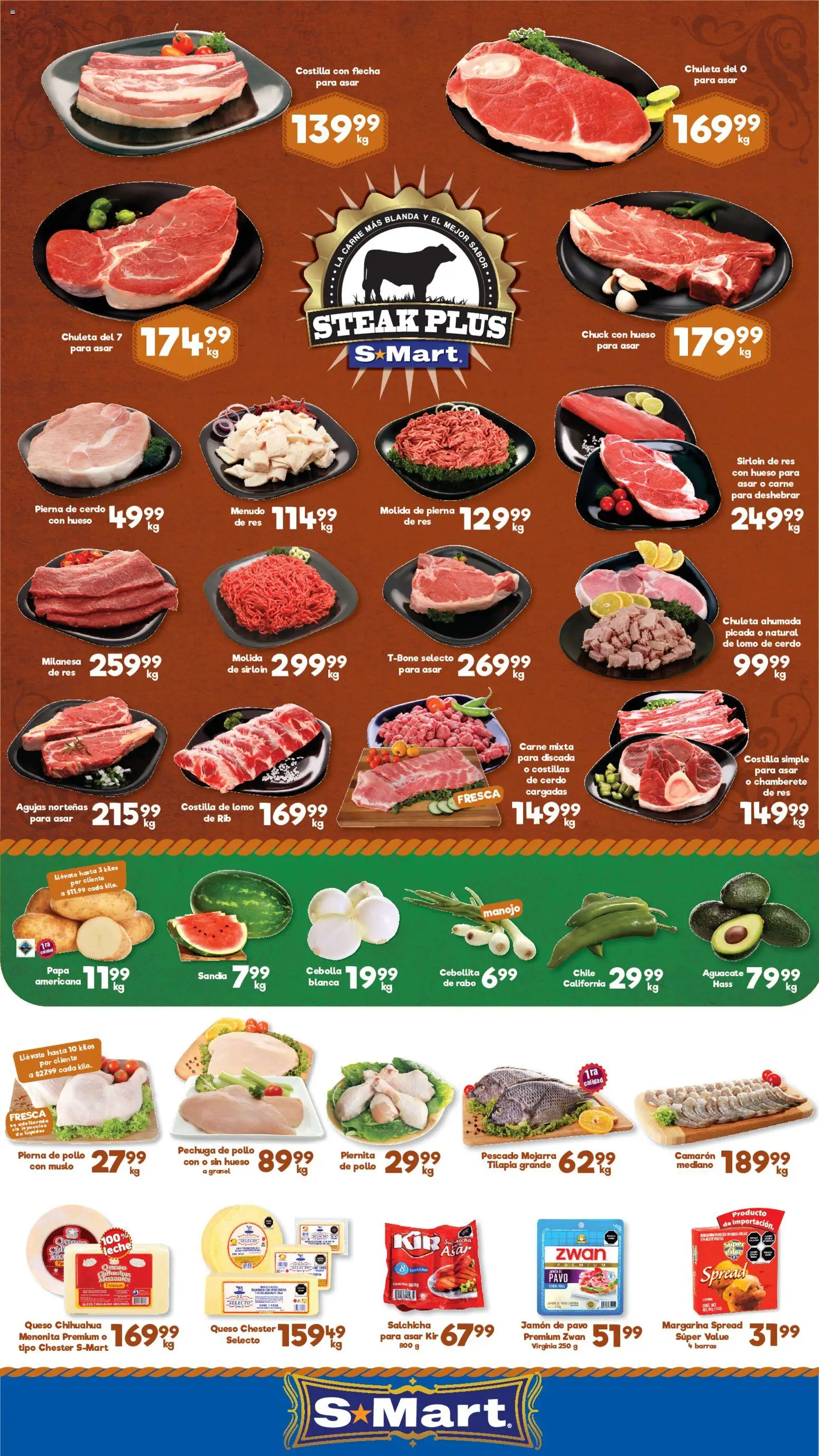Nuevas ofertas de S-Mart válidas en toda la República Mexicana desde el 10/07/2026. ¡Encuentra las mejores ofertas en S-Mart folleto Juárez! | Página: 1 | Productos: Milanesa, Papa, Sandía, Jamón