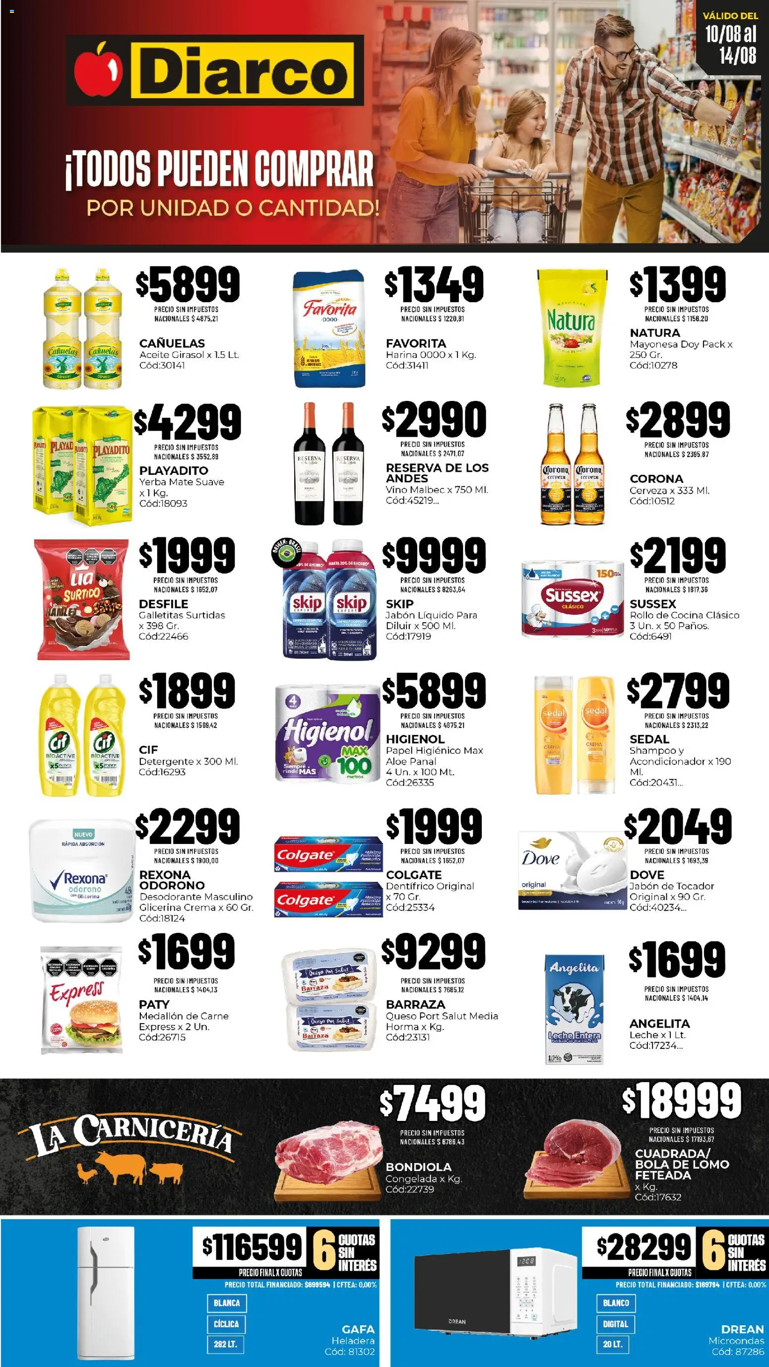 Diarco - Ofertas Pueblo Interior │ válido desde el 10/08/2026 | Página: 1 | Productos: Shampoo, Acondicionador, Desodorante, Microondas