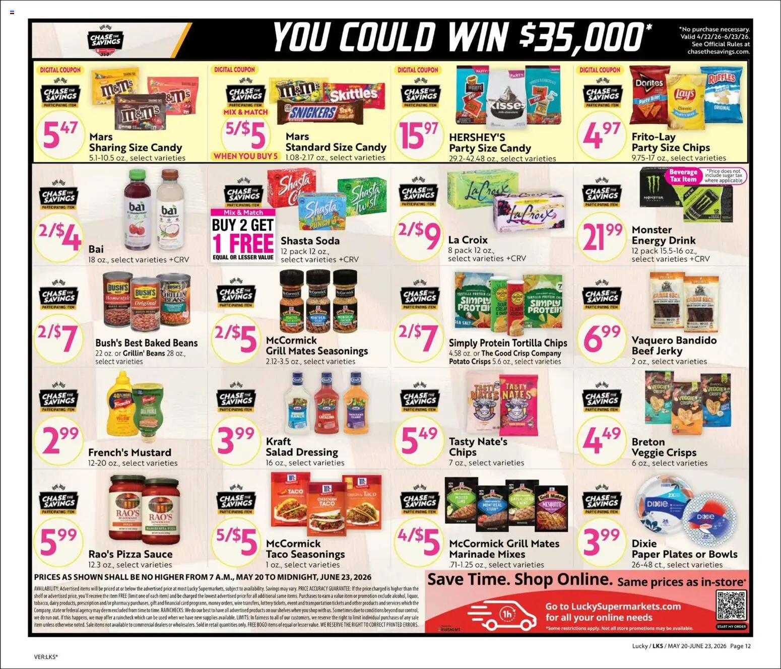 Lucky Supermarkets Big Book of Savings - valid from 20.05.2026 | Page: 12 | Products: Pizza, Chips, Sugar, Grill