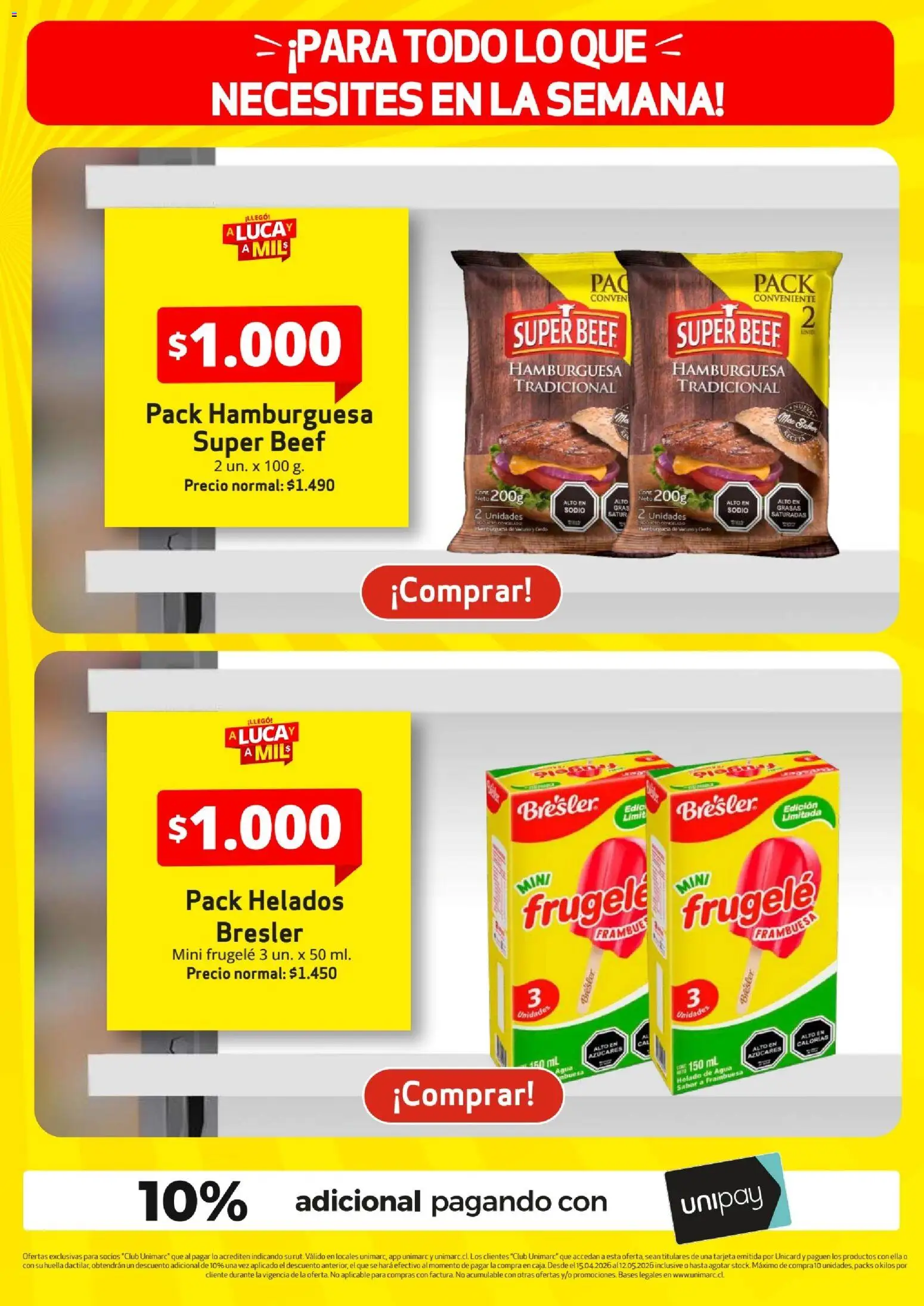 Unimarc Ofertas │ válido desde el 15.04.2026 | Página: 15 | Productos: Agua, Helado