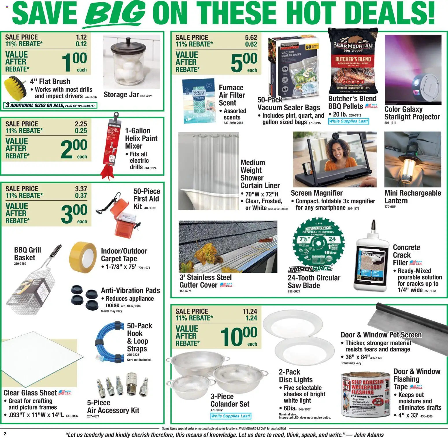 Menards Weekly Ad - valid from 08/06/2026 | Page: 4 | Products: Shower, Projector, Sheet, Mixer