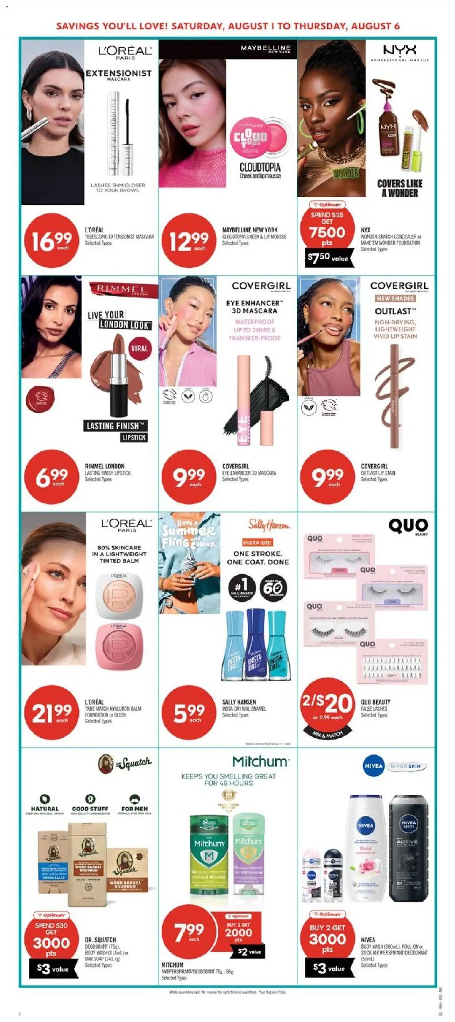 Shoppers flyer valid from Jul 31, 2026 | Page: 11 | Products: Concealer, Blush, Soap, Deodorant