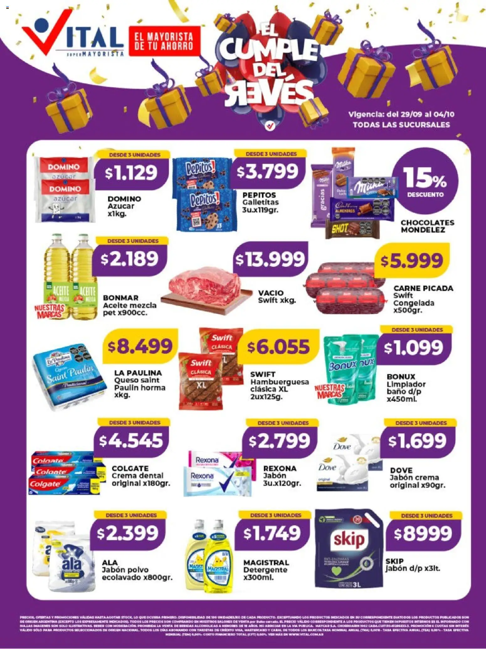 Vital - Especial cumpleaños Vital │ válido desde el 29/09/2026 | Página: 1 | Productos: Azucar, Jabón, Detergente, Queso