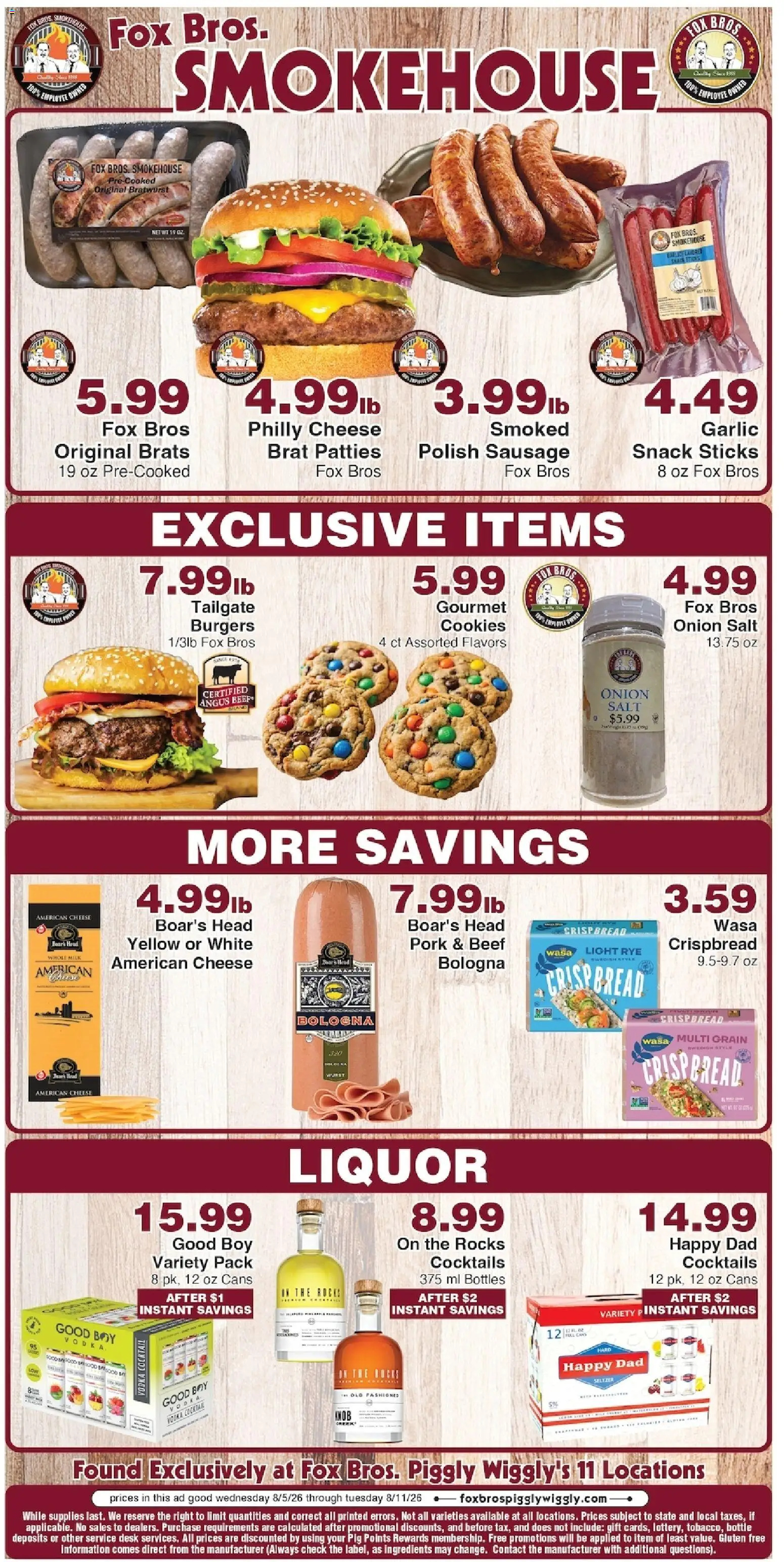 Piggly Wiggly Weekly Ad - valid from 08/05/2026 | Page: 5 | Products: Milk, Cheese, Bread, Vodka