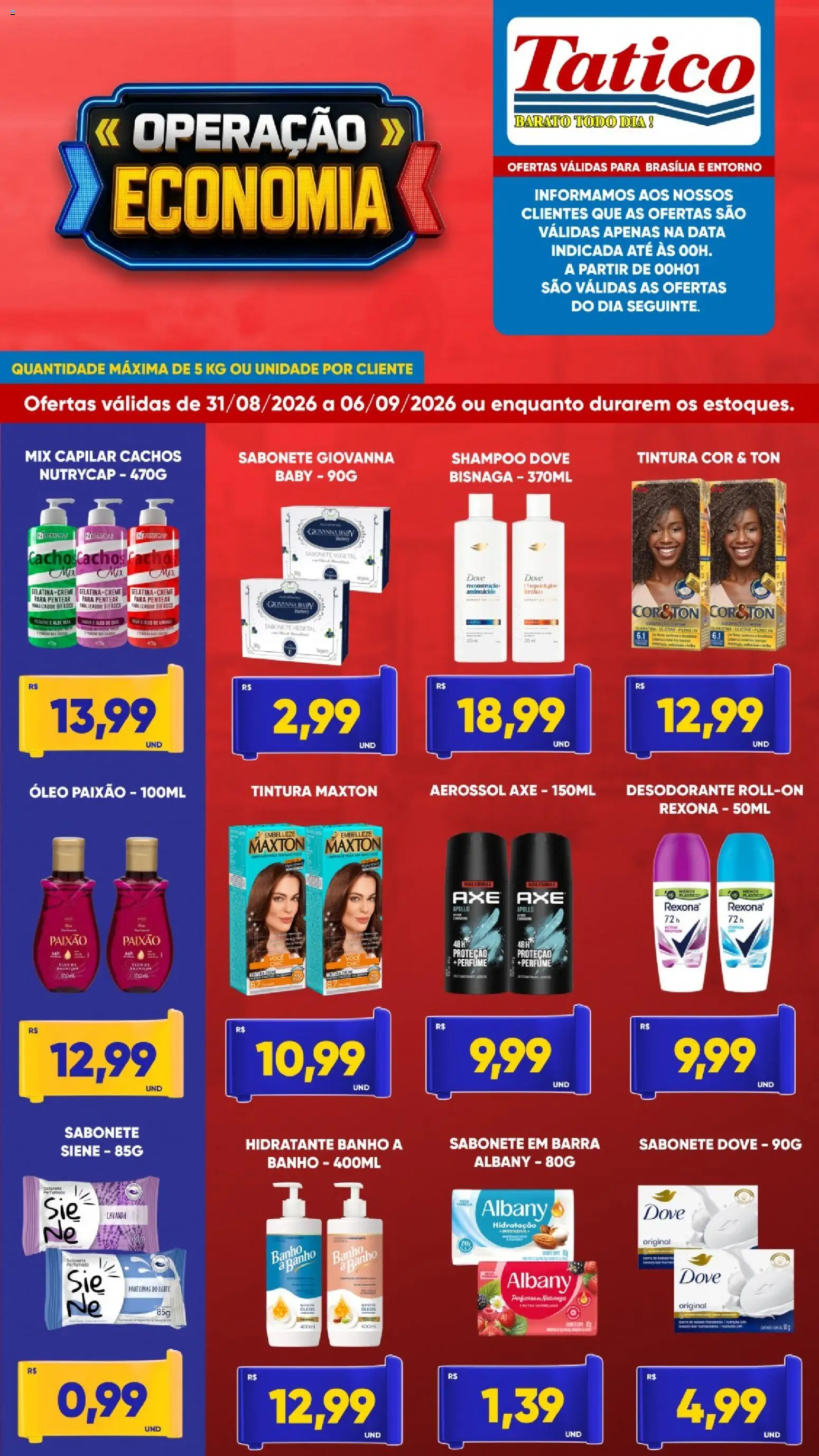 Tatico Folheto - válido de 31/08/2026 | Página: 7 | Produtos: Shampoo, Óleo, Creme, Dove