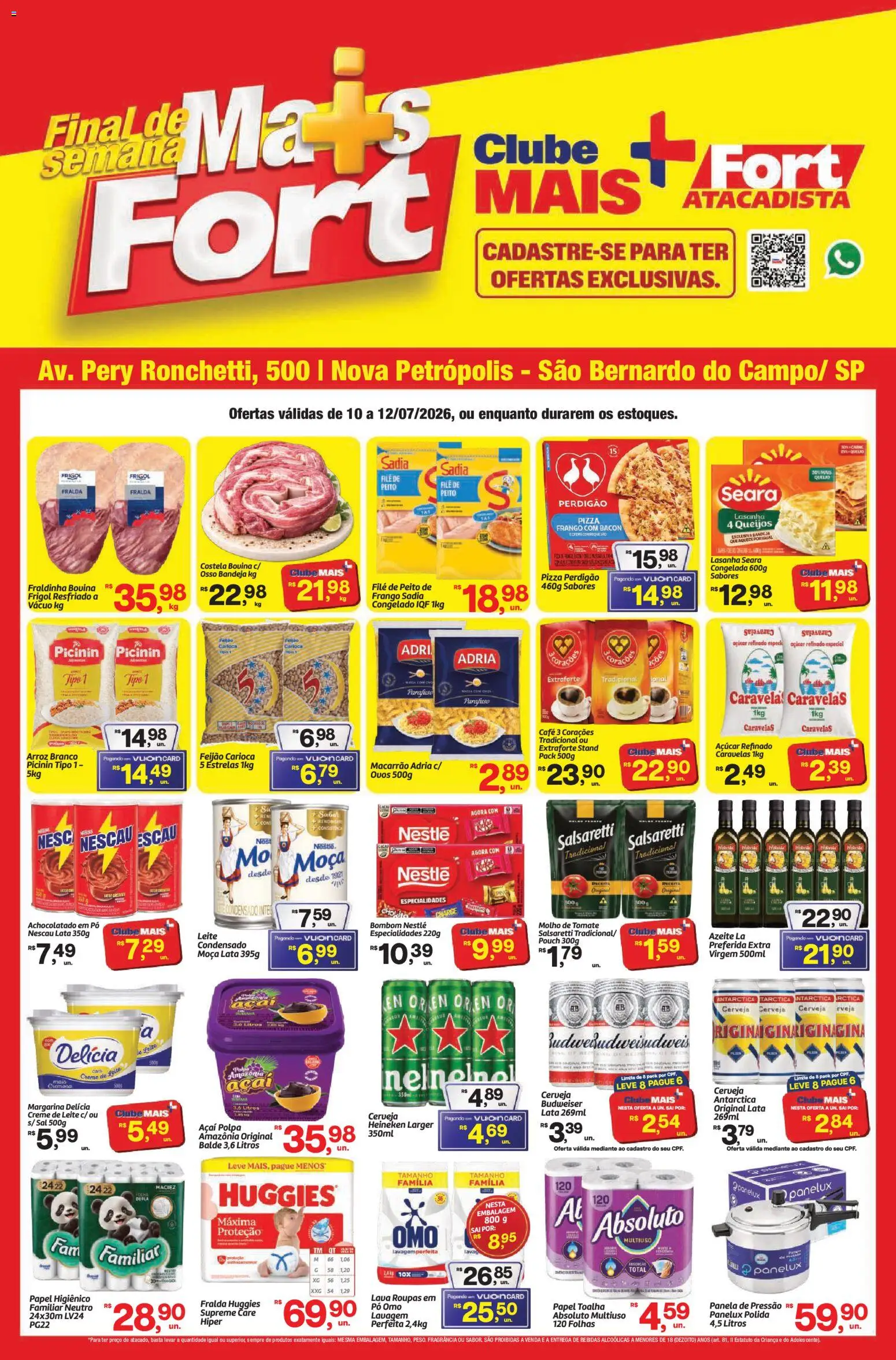 Fort Atacadista Folheto - válido de 10/07/2026 | Página: 1 | Produtos: Nescau, Café, Cerveja, Lasanha