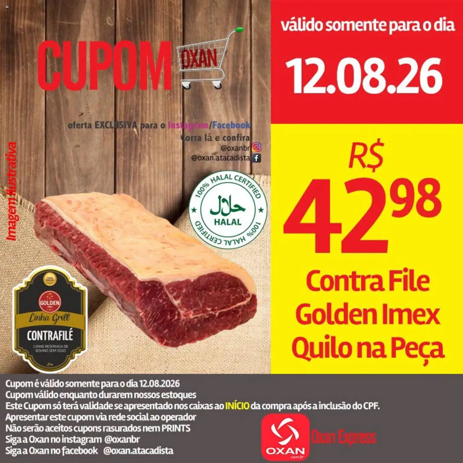 Oxan Atacadista Folheto - válido de 12/08/2026 | Página: 1 | Produtos: Grill, Contra filé, Carne
