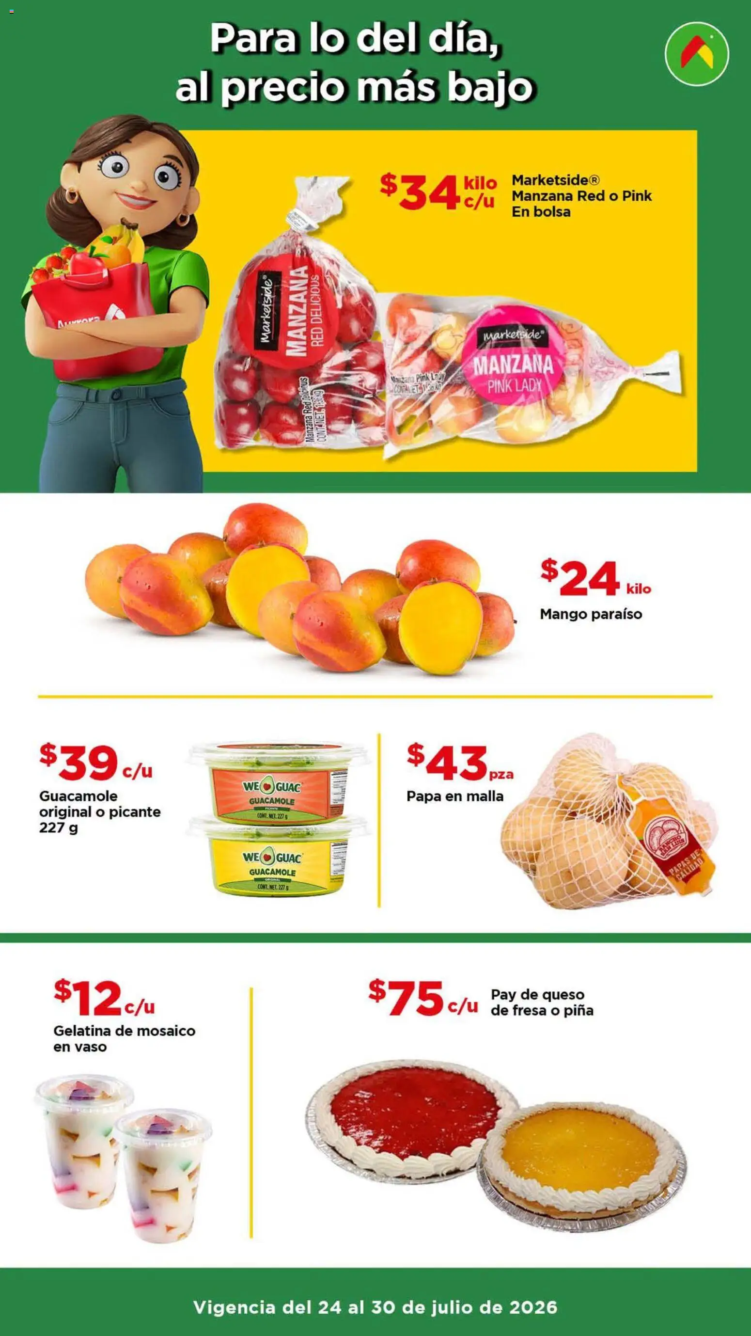 Nuevas ofertas de Bodega Aurrerá válidas en toda la República Mexicana desde el 24/07/2026. ¡Encuentra las mejores ofertas en Bodega Aurrerá folleto Aprovecha más surtido! | Página: 3 | Productos: Papa, Bolsa, Piña, Malla