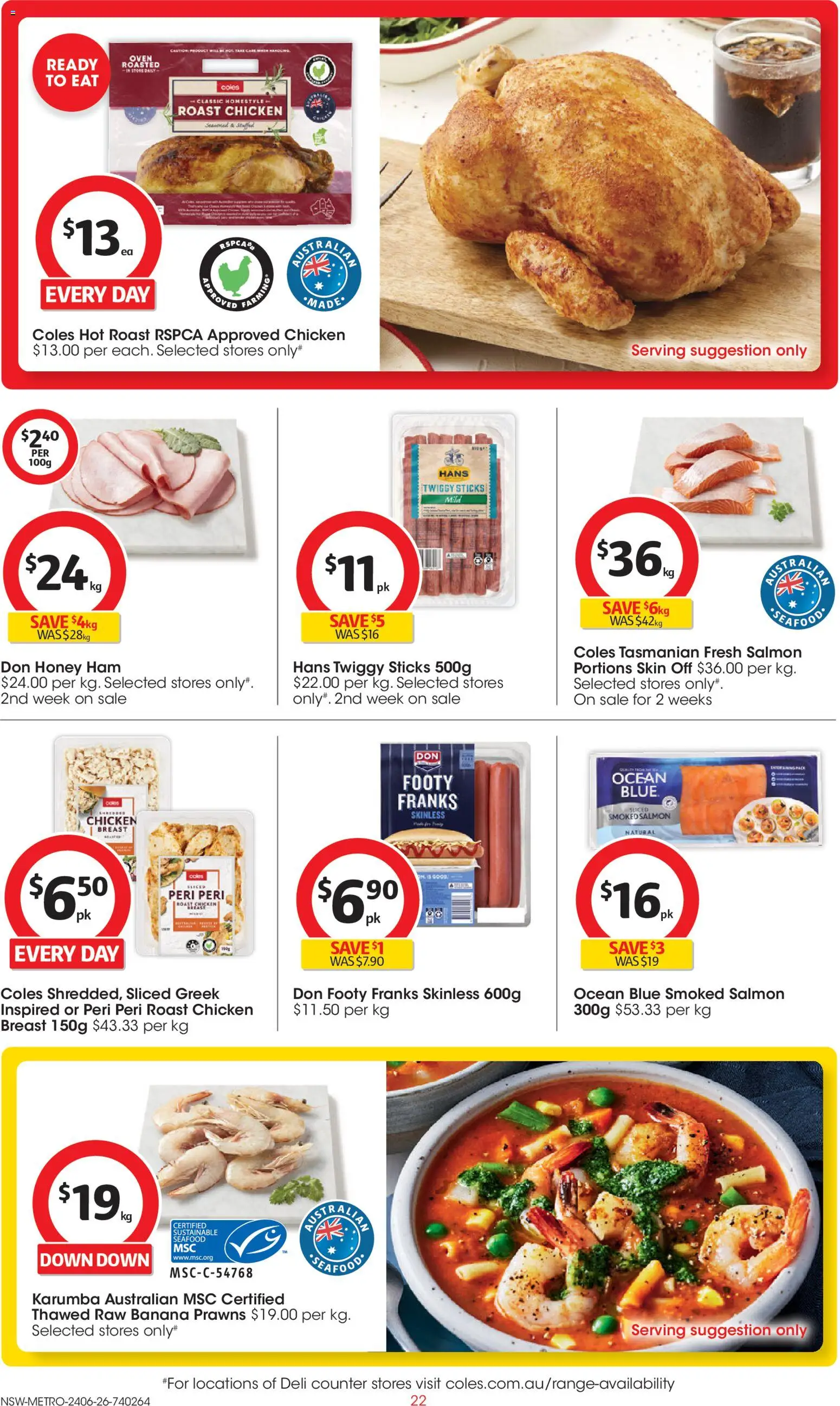 Coles catalogue - valid from 24/06/2026 | Page: 22 | Products: Ham, Salmon, Sustainable, Oven