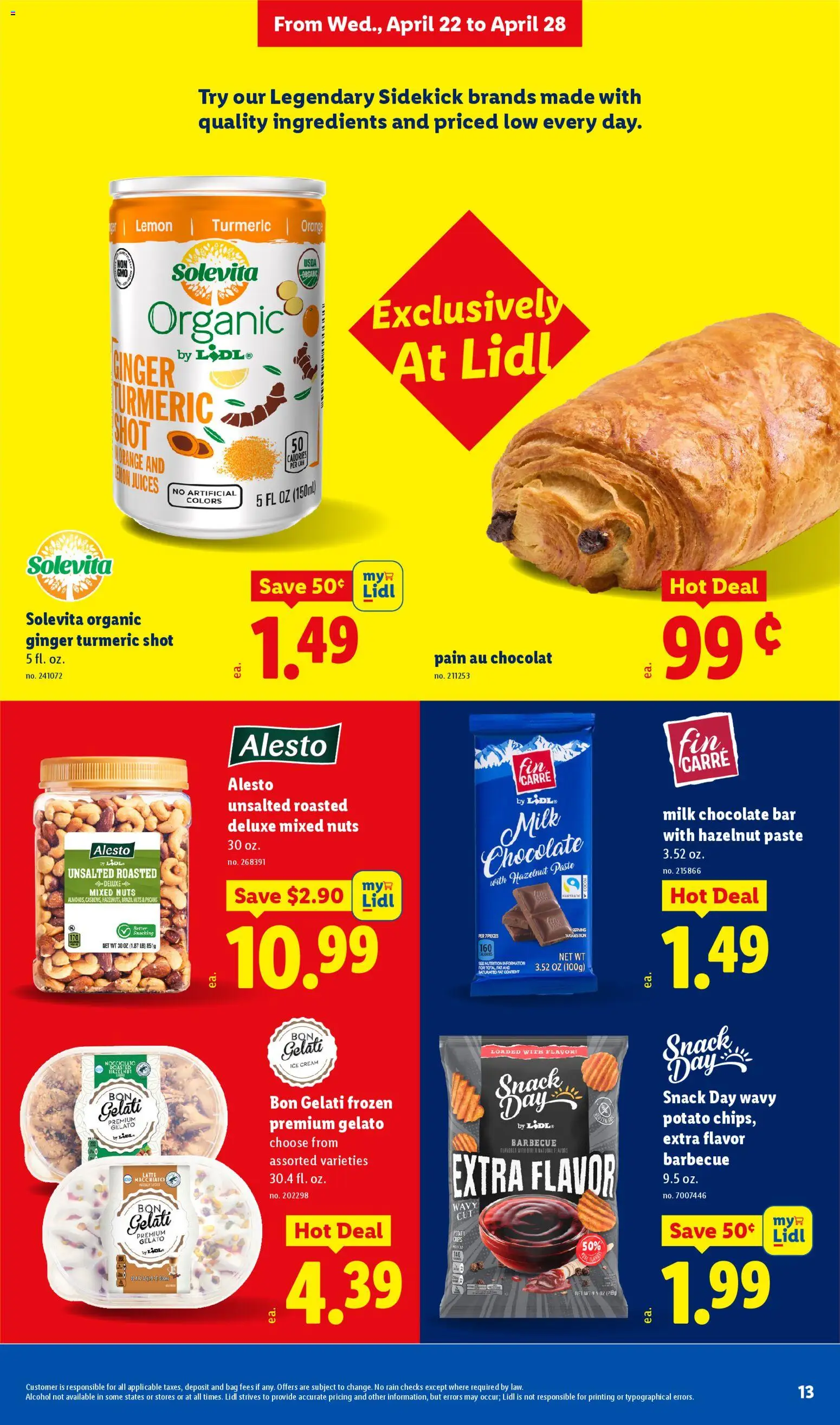 Lidl Weekly Ad - valid from 22.04.2026 | Page: 13 | Products: Turmeric, Nuts, Ice cream, Bag