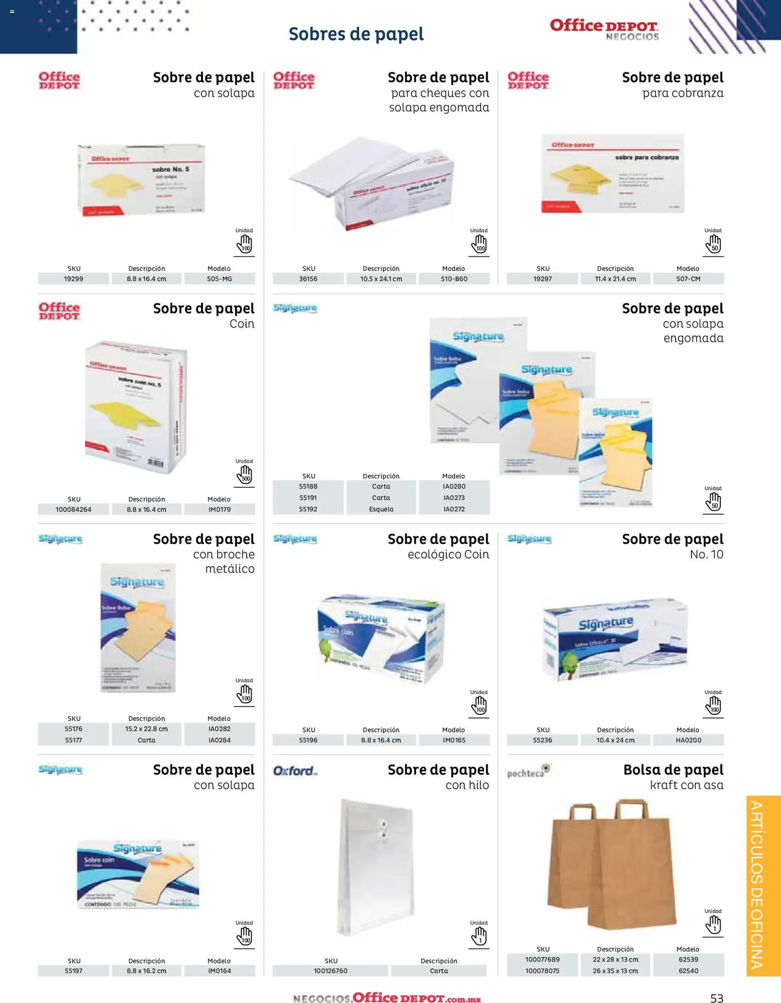 Nuevas ofertas de Office Depot válidas en toda la República Mexicana desde el 12/01/2026. ¡Encuentra las mejores ofertas en Office Depot catálogo 2026! | Página: 55 | Productos: Bolsa, Sobre