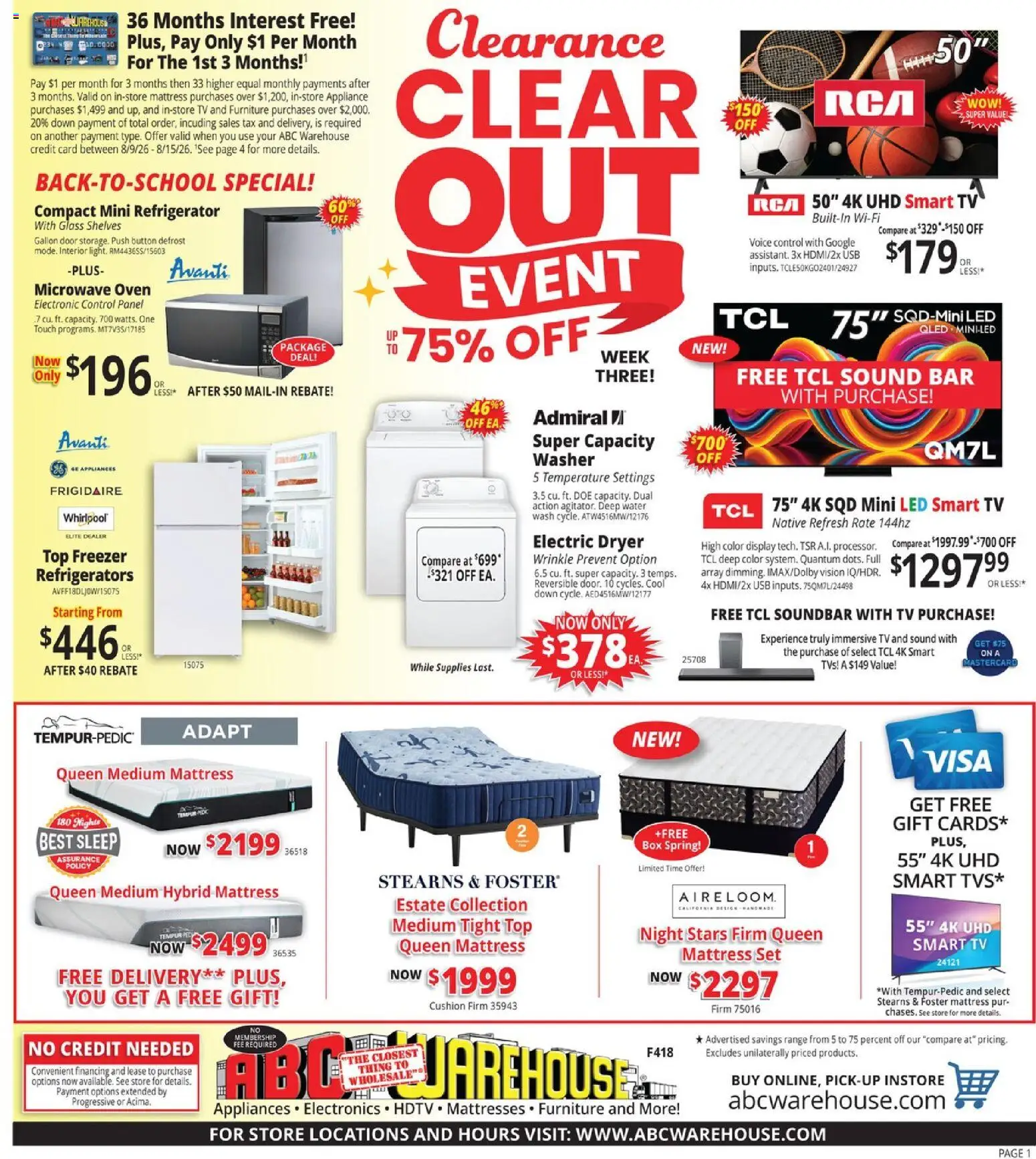 ABC Warehouse Weekly Ad - valid from 08/09/2026 | Page: 1