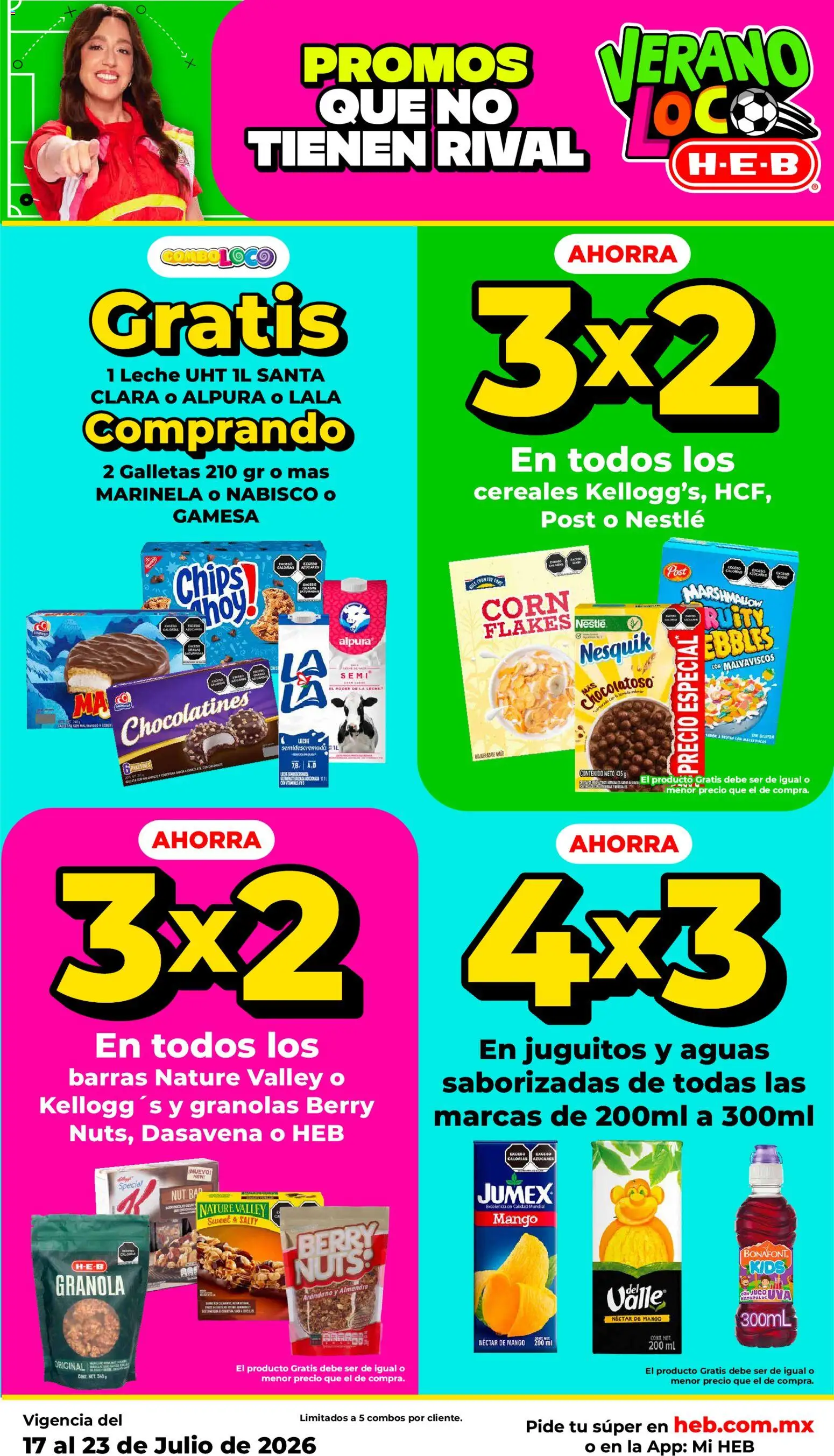 Nuevas ofertas de H-E-B válidas en toda la República Mexicana desde el 17/07/2026. ¡Encuentra las mejores ofertas en H-E-B folleto! | Página: 9 | Productos: Leche, Mango, Cereales, Galletas