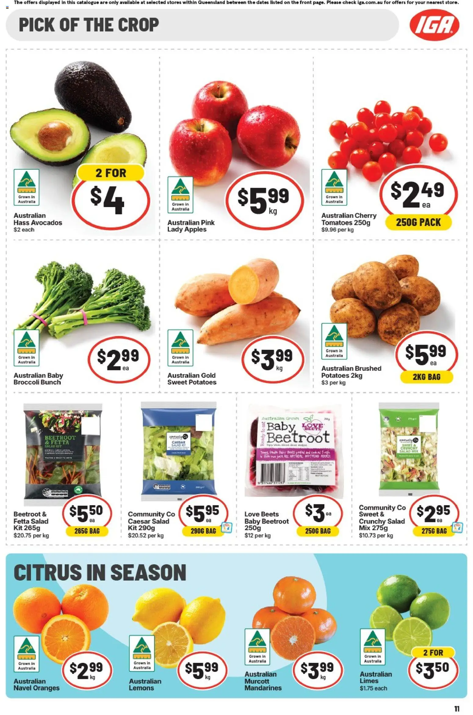 IGA catalogue - valid from 08/07/2026 | Page: 11 | Products: Oranges, Tomatoes, Potatoes, Bag