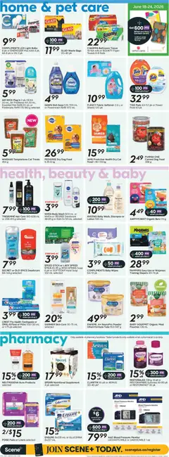Preview of Sobeys weekly flyer / circulaire from shop Sobeys valid from Jun 18, 2026 | Page: 12 | Products: Shampoo, Soap, Body wash, Deodorant
