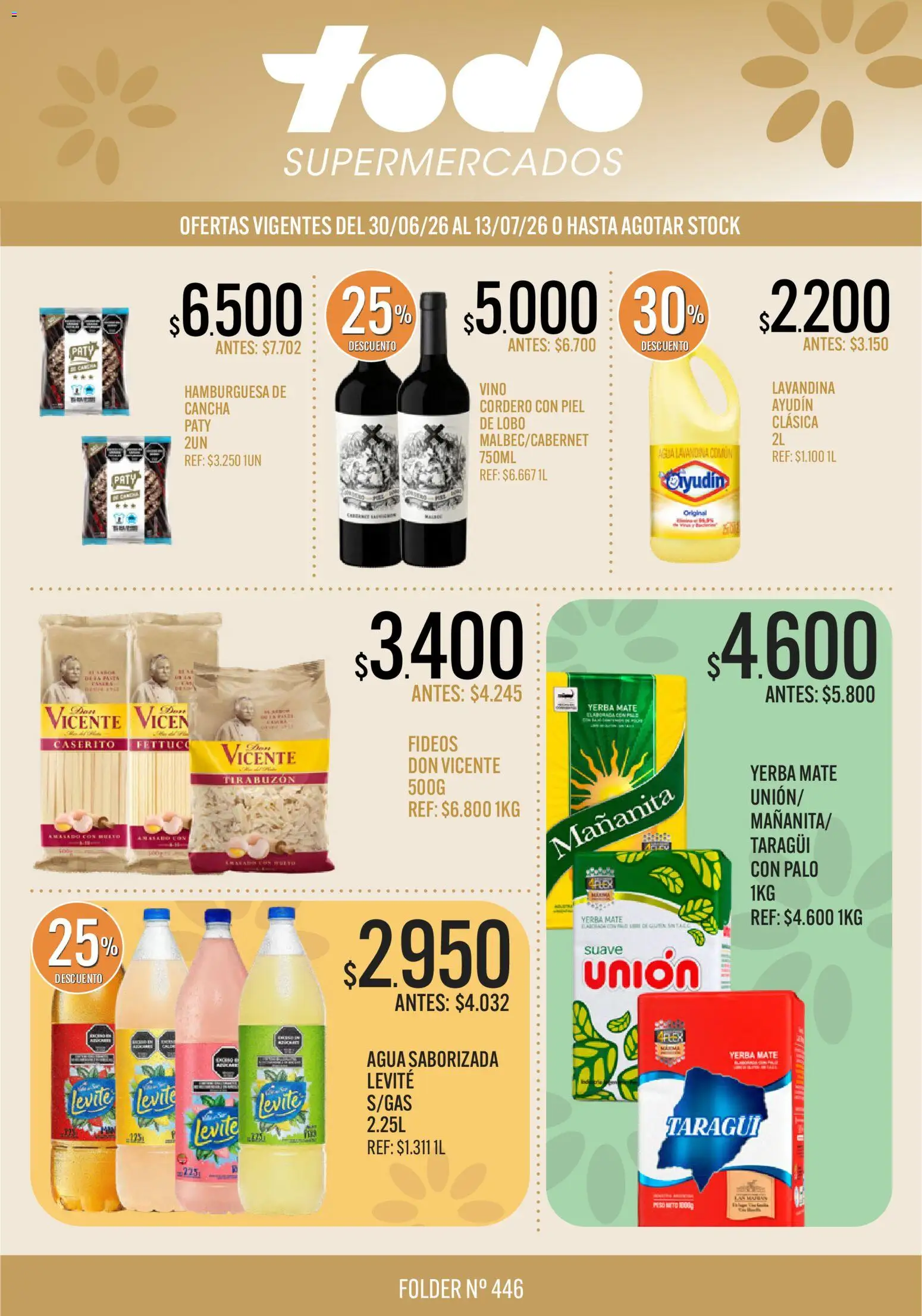 Supermercados TODO Ofertas │ válido desde el 30/06/2026 | Página: 1 | Productos: Peso, Agua, Agua saborizada, Fideos