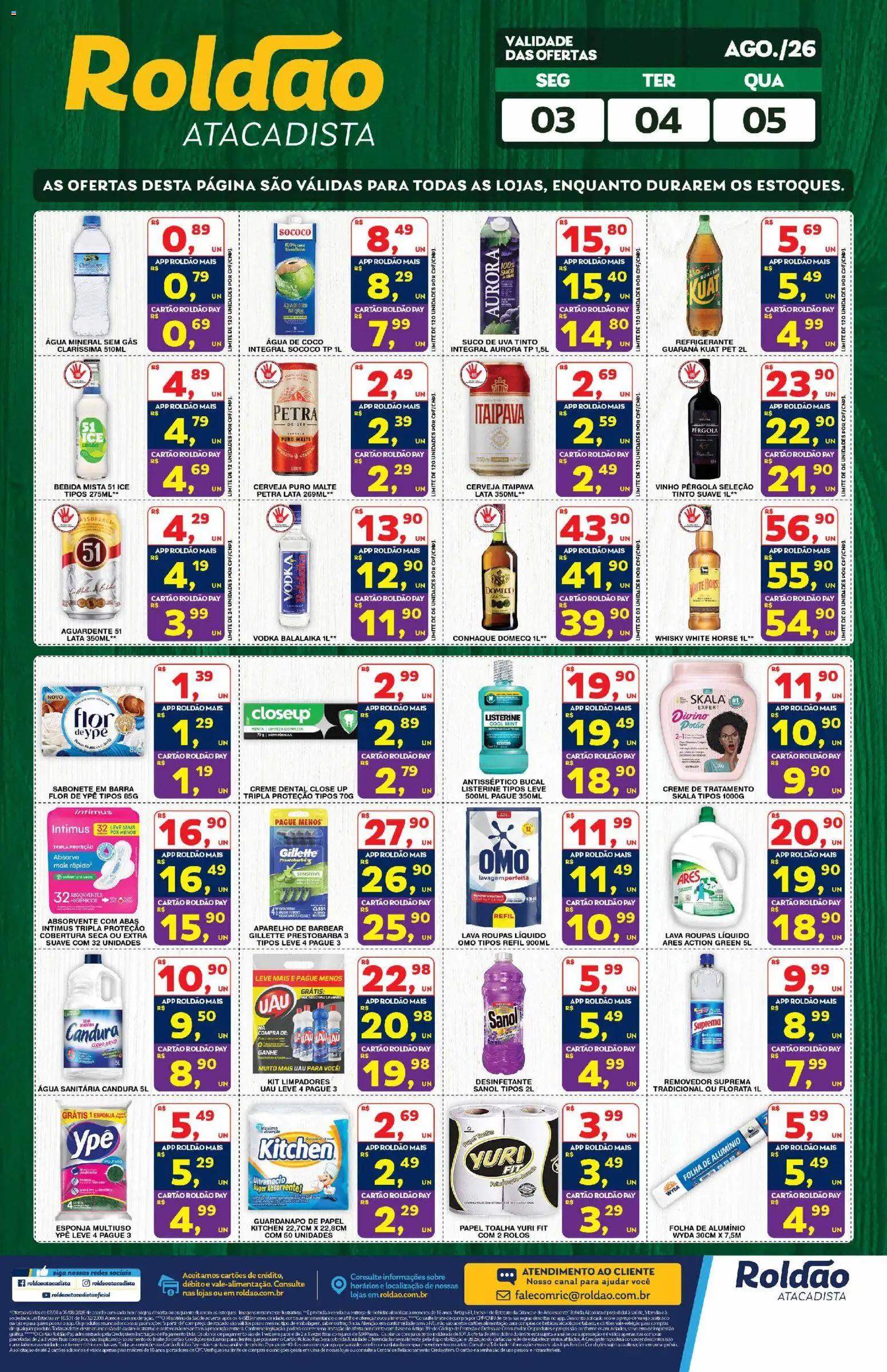 Roldão Folheto - válido de 03/08/2026 | Página: 4 | Produtos: Esponja, Whisky, Vinho, Creme dental